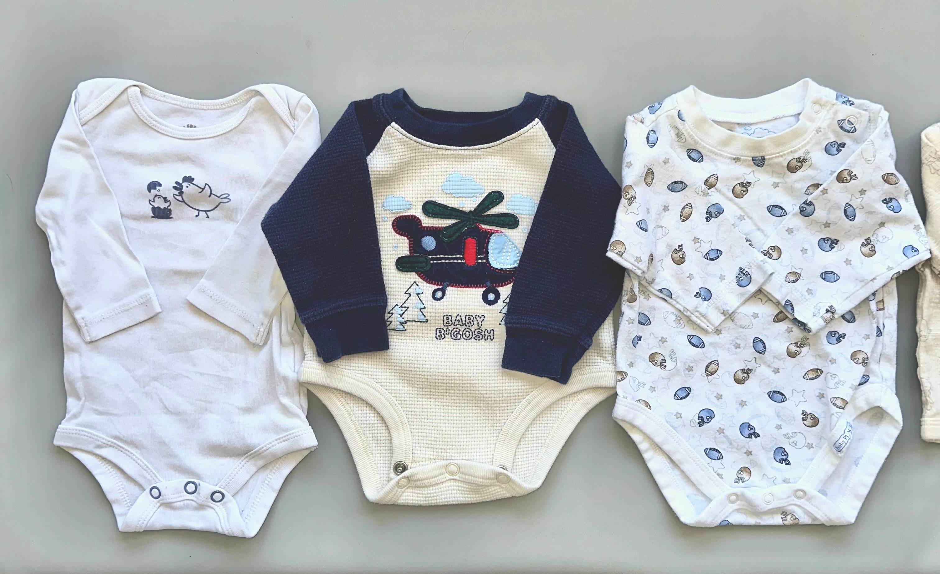 Baby Boy - Long Sleeve Bodysuits Bundle - Newborn 0-3 Months - photo 2