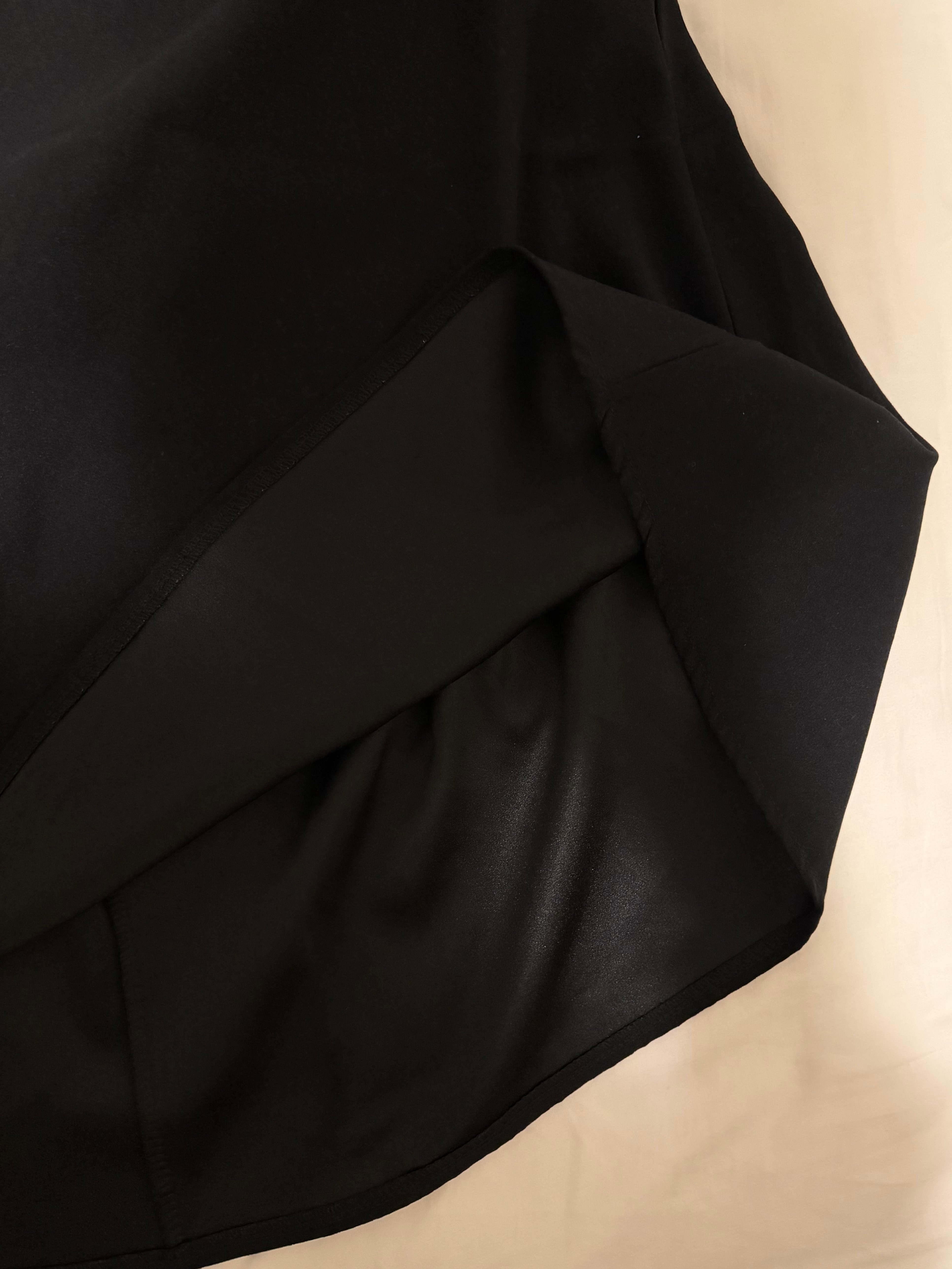 Black Midi Skirt / A-Line Skirt with Pockets - photo 3