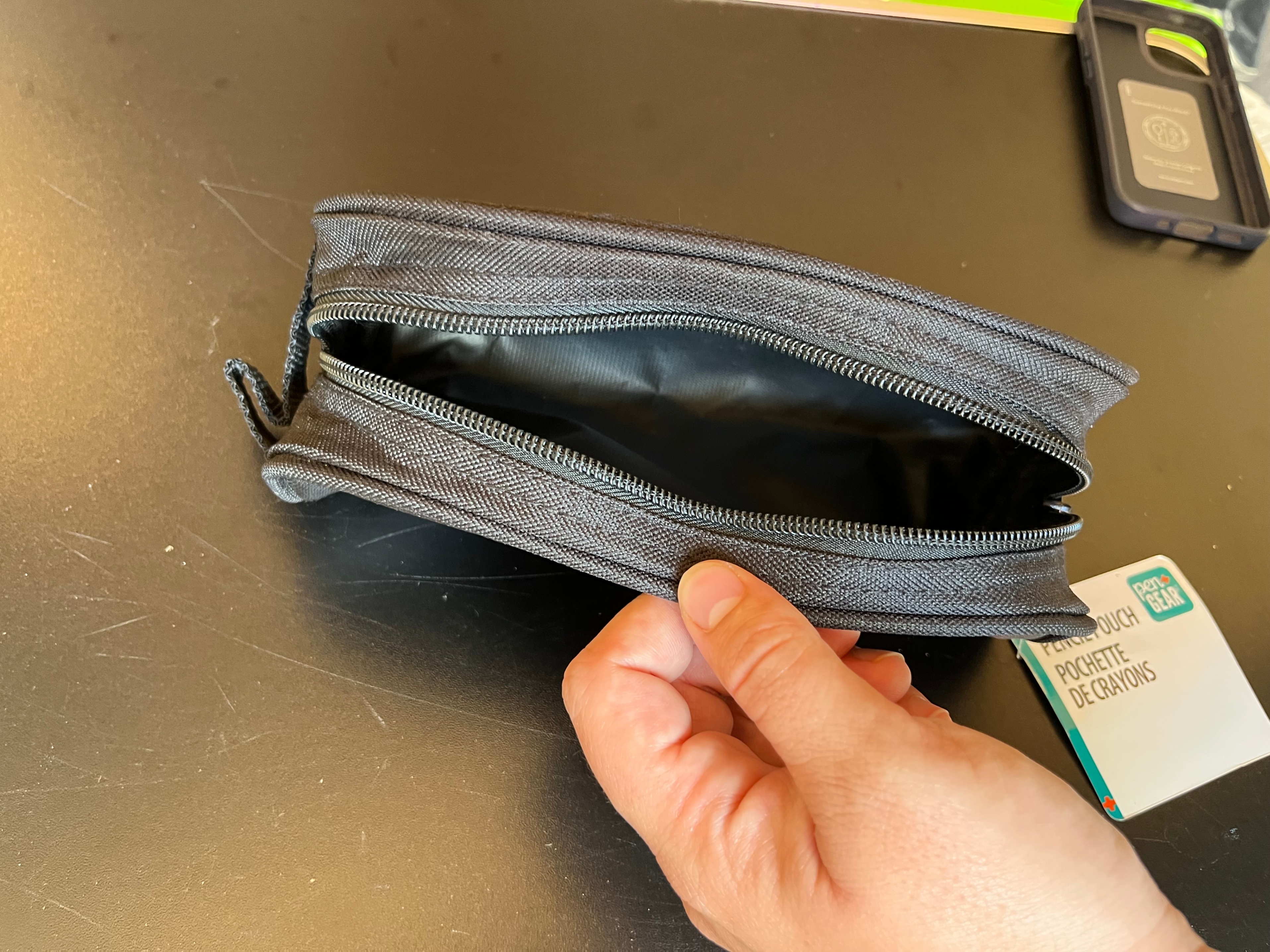 Pen+Gear Grip Handle Pencil Pouch Black Pencil Case for School - photo 4