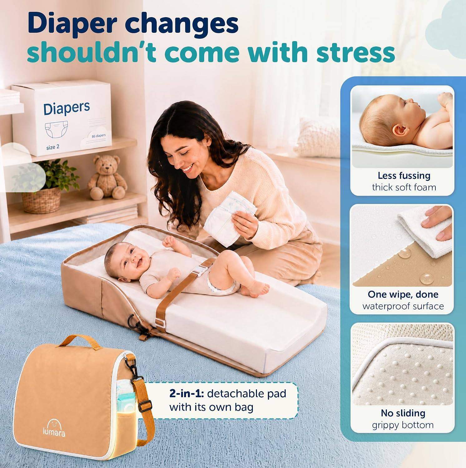 LUMARA 2-in-1 Portable Baby Changing Pad - photo 2