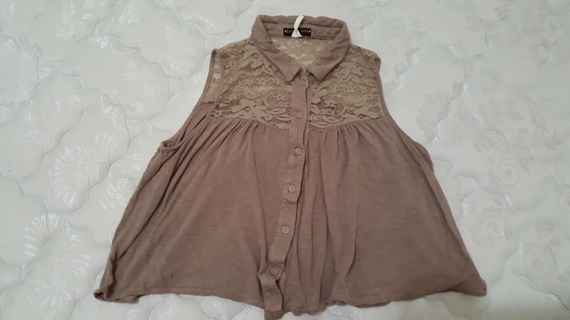 Lace and Fabric Button Down "Love to Love (Los Angeles)" Top ... - photo 2