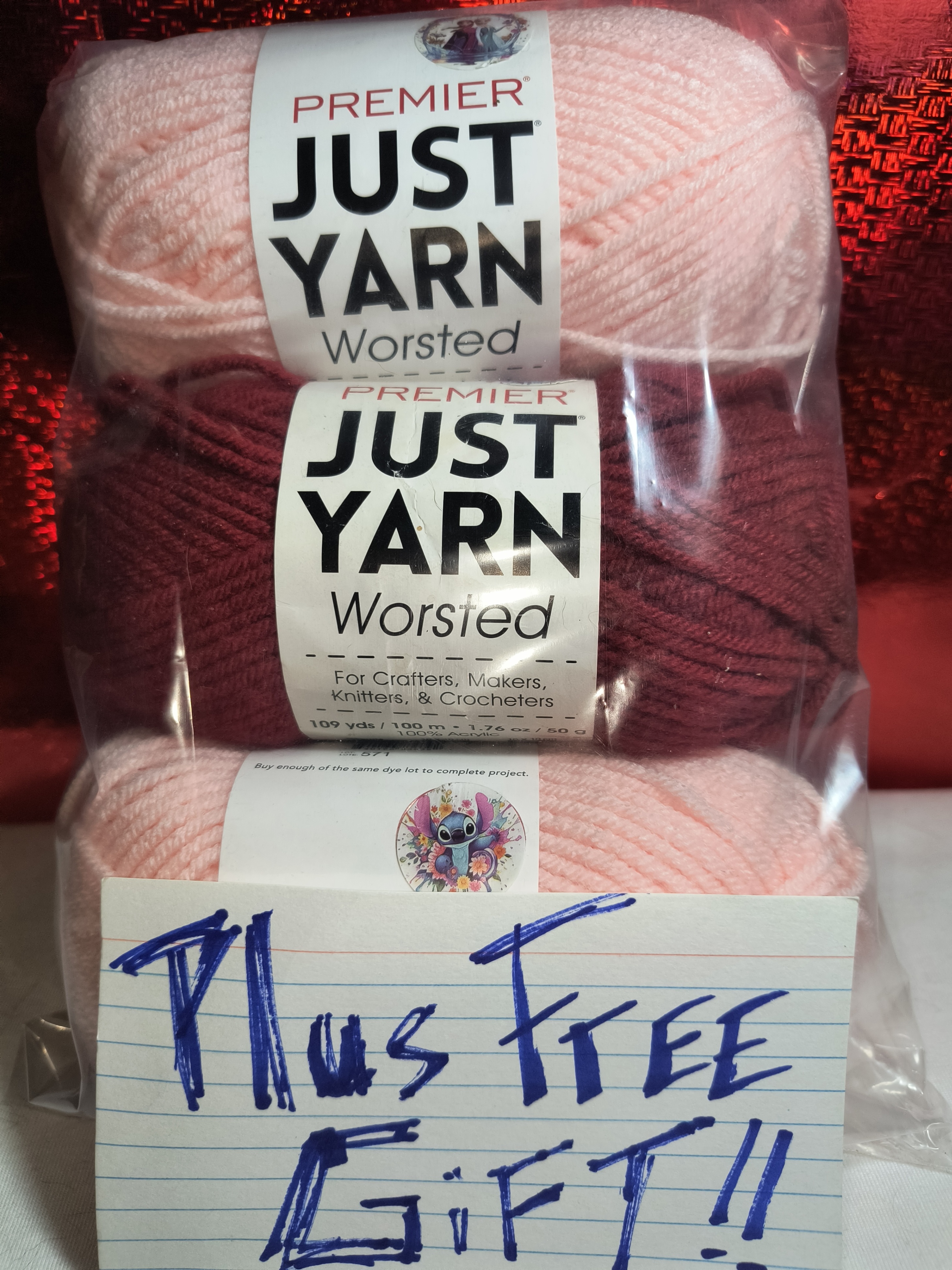 3x Peach and Burgundy Premier Yarns Worsted Yarn Skein Bundle! - photo 2