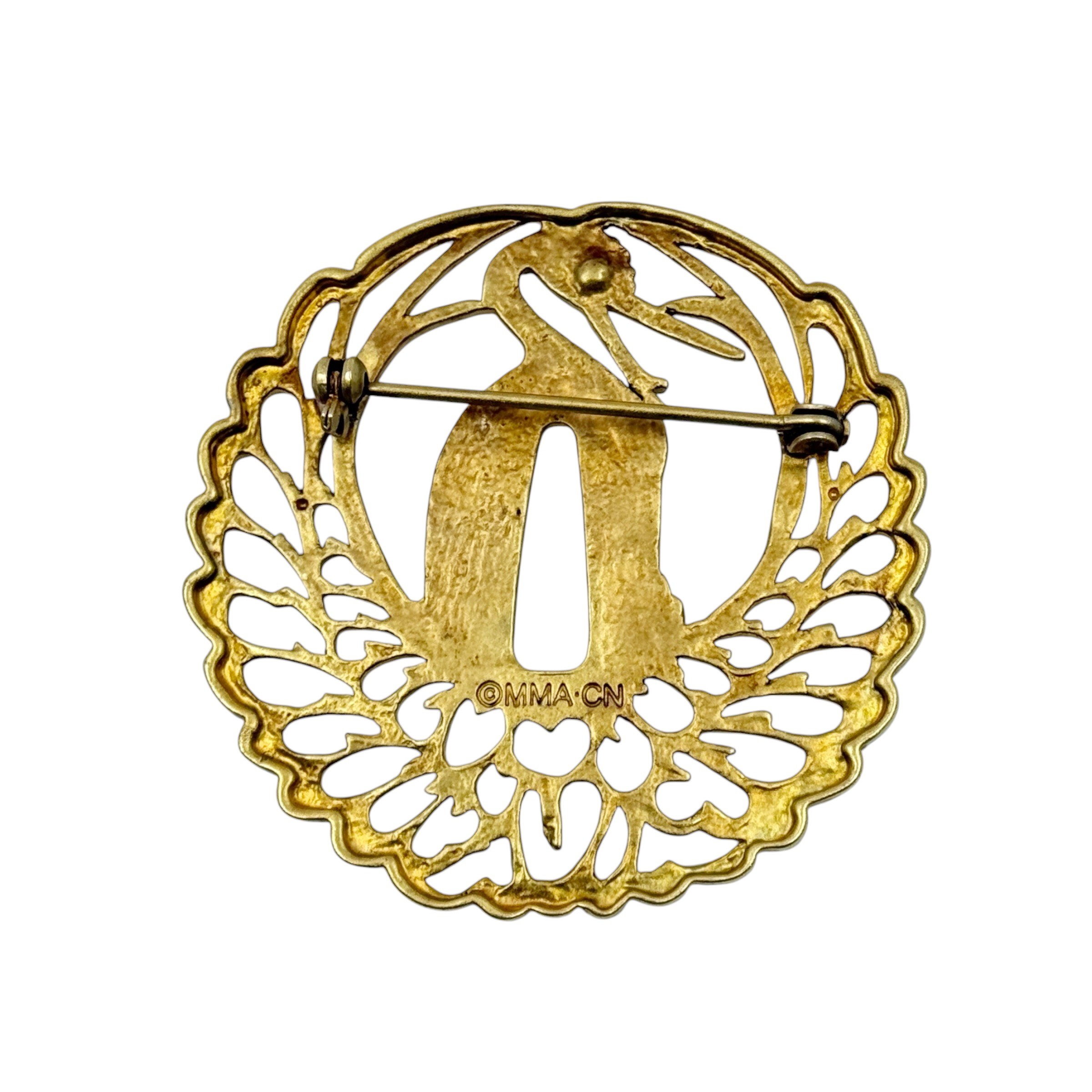 MMA Metropolitan Museum of Art CN Gold tone Crane bird brooch - photo 3