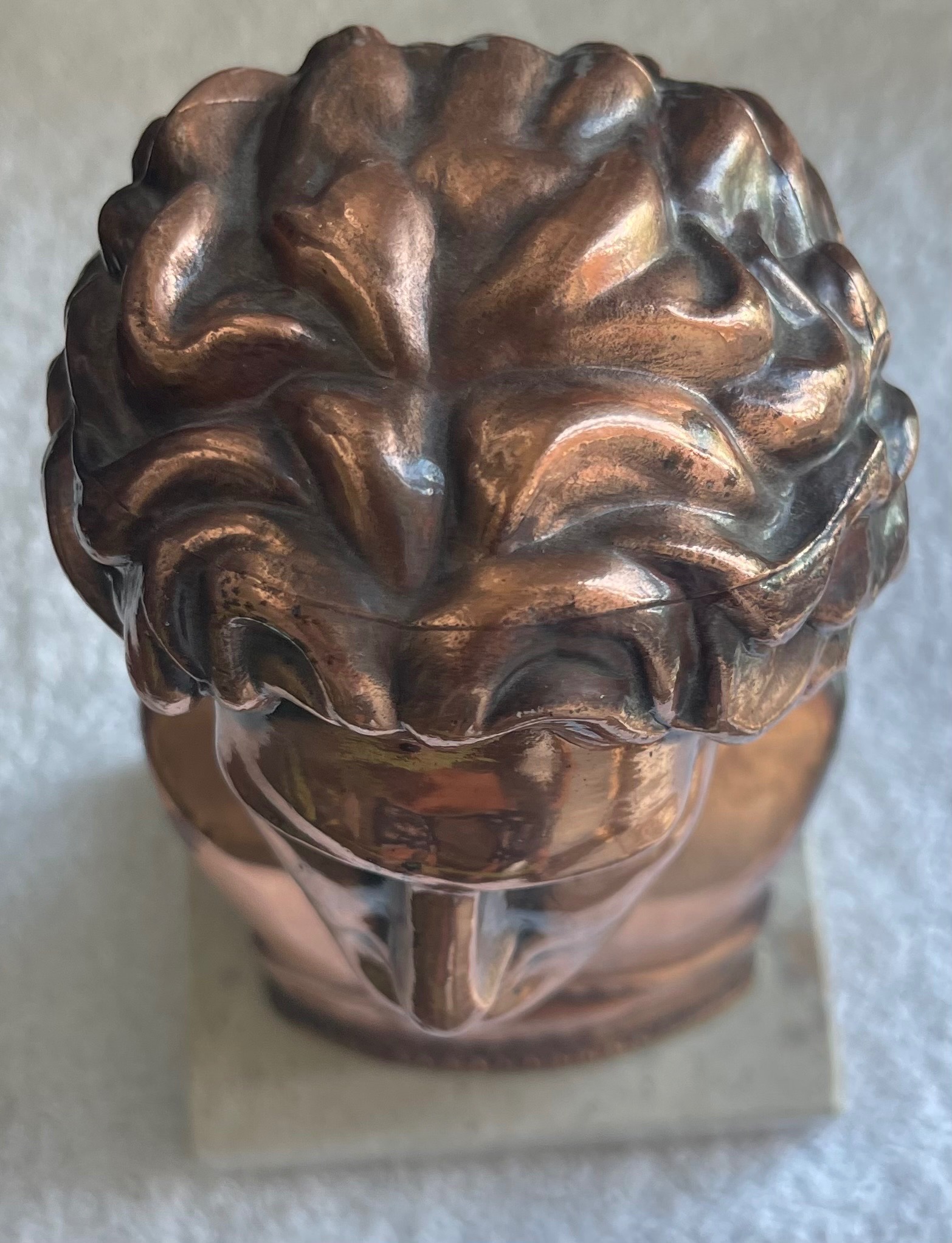 Vintage Greek Alexander The Great Copper Bust on Marble Base - photo 4