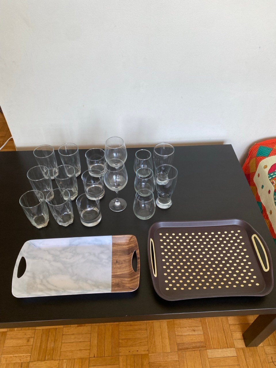 Glassware & Serving Tray Bundle – Home Bar / Kitchen Starter Set
