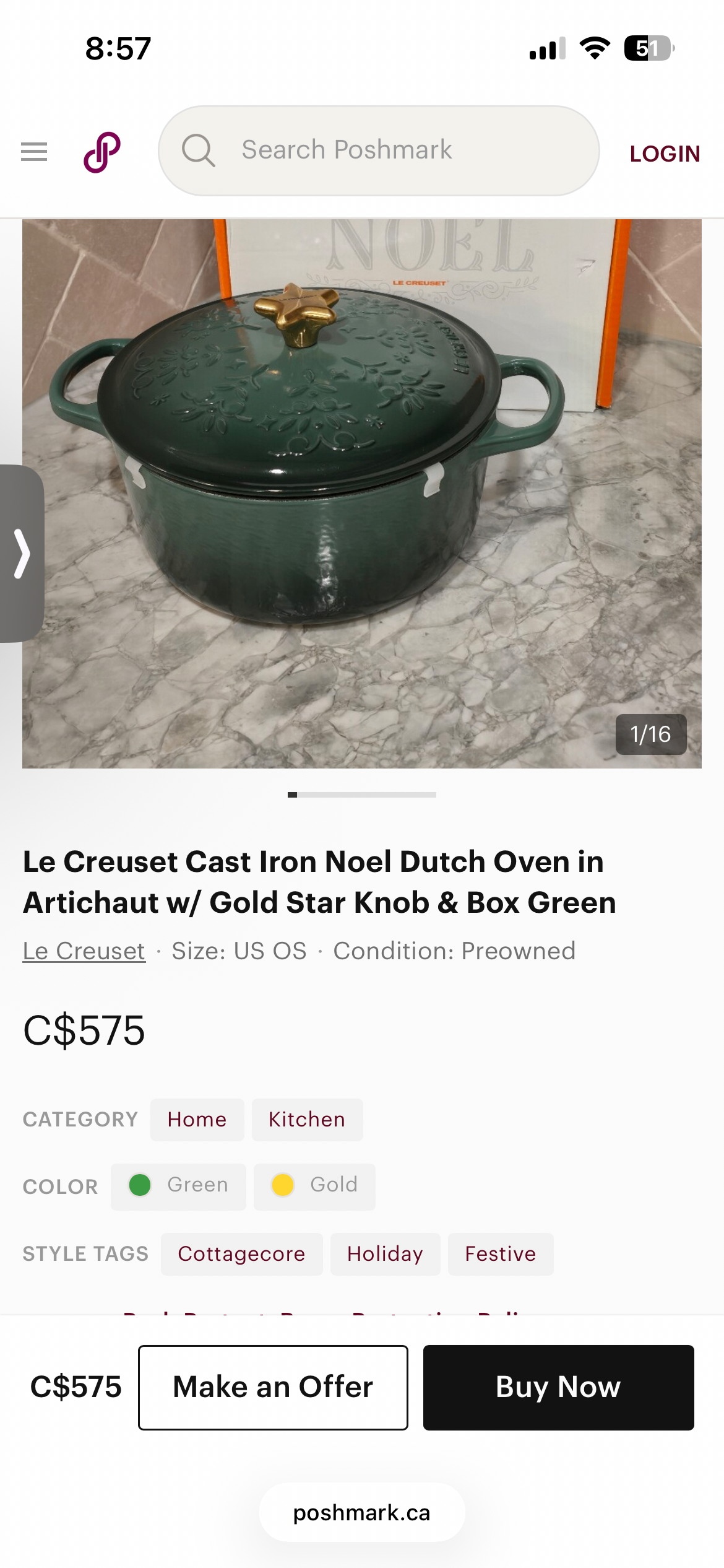 Le Creuset Dutch Oven - Green - photo 3