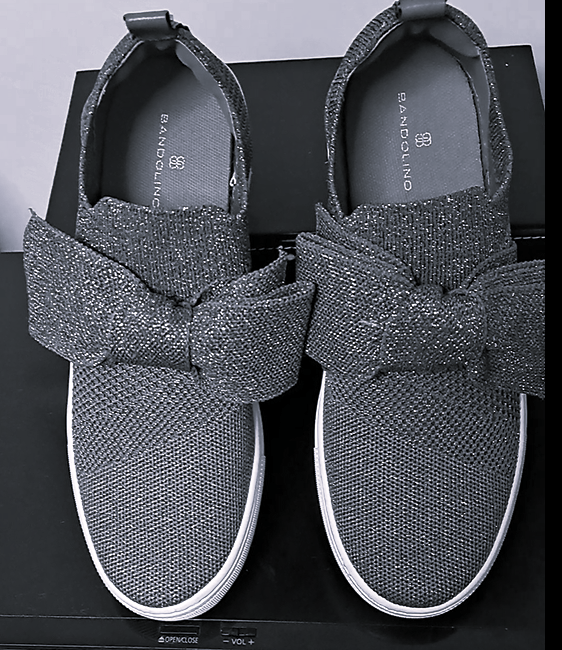 Bandolino Bryce Gray Metallic Mesh Knit Slip On Comfort Sneaker