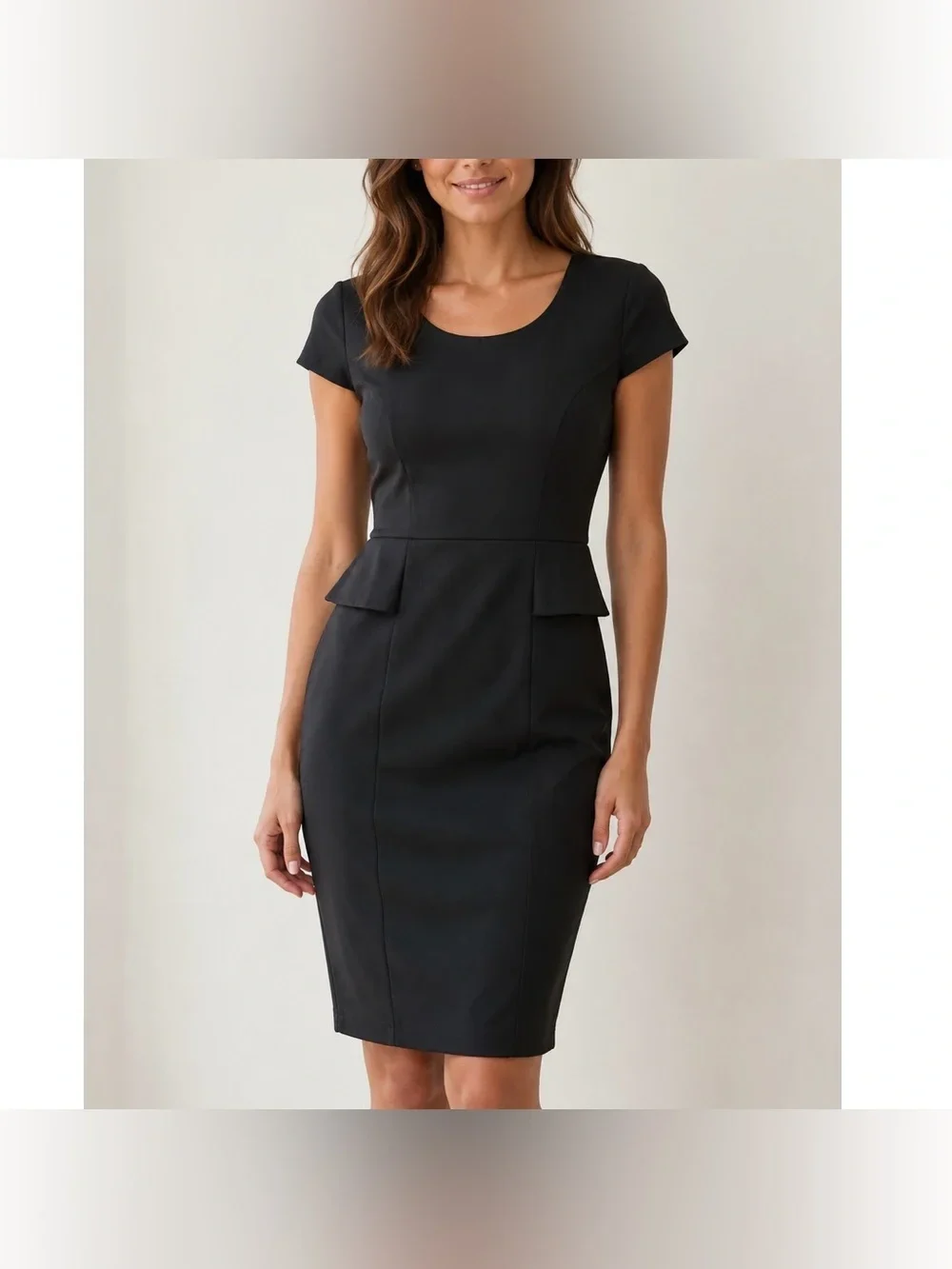 George Fitted Peplum Short Sleeve Bodycon Dress Womens Size M