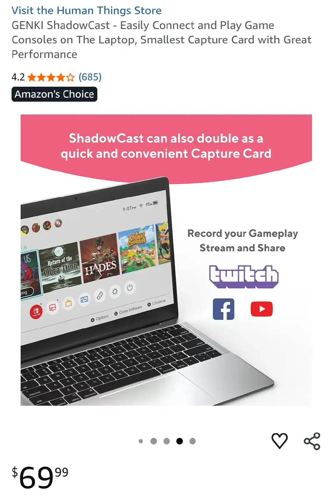 GENKI ShadowCast Console Laptop Link Capture Card - photo 3