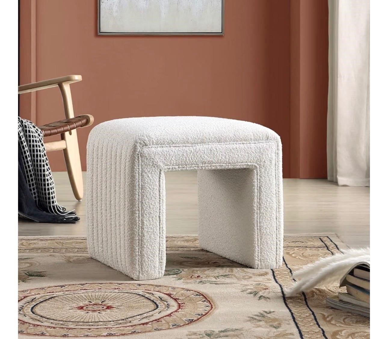 White Vanity Stool Ottoman