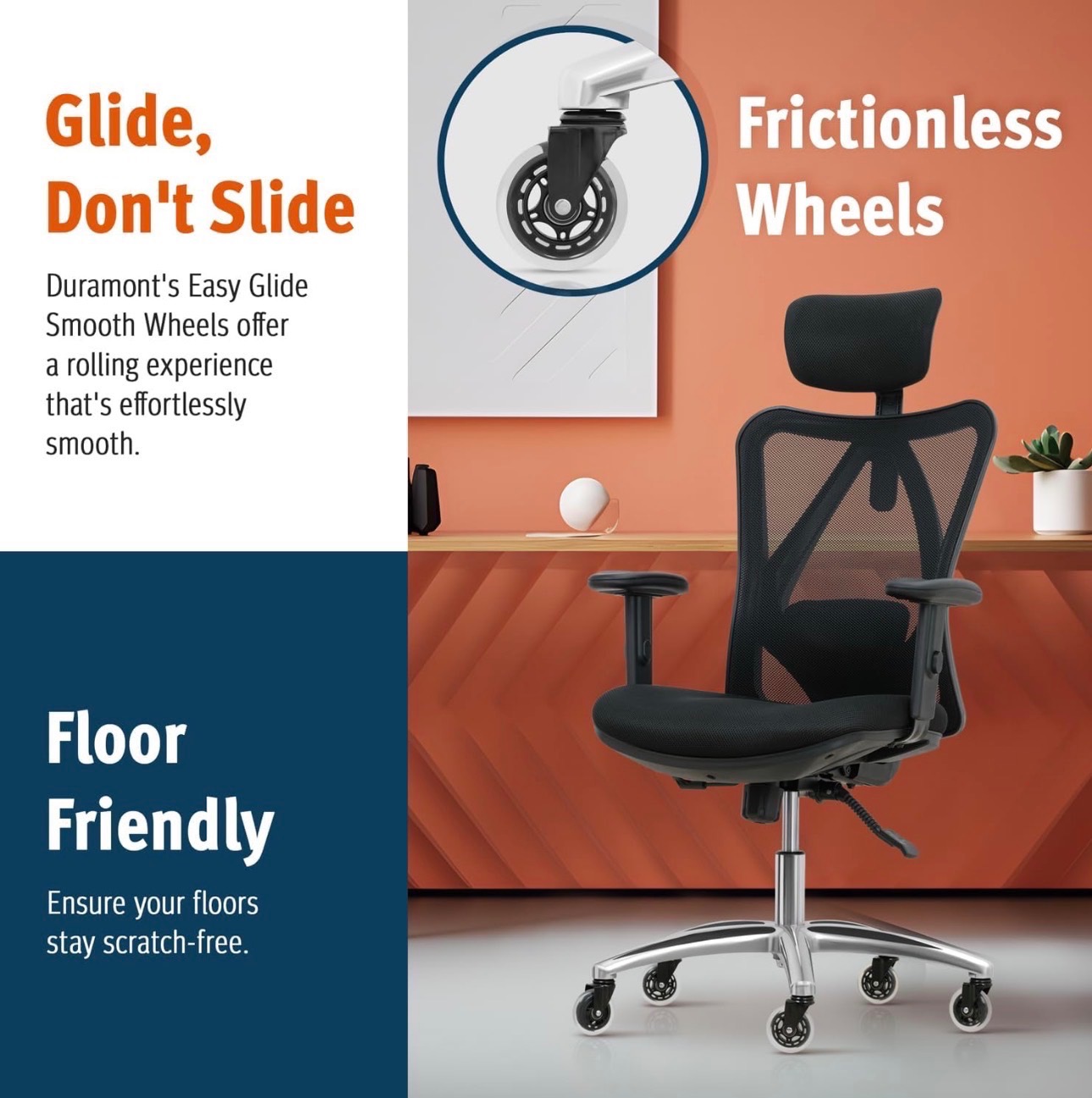 Ergonomic Office Chair Adjustable, Lumbar Support, Rollerblade W - photo 4