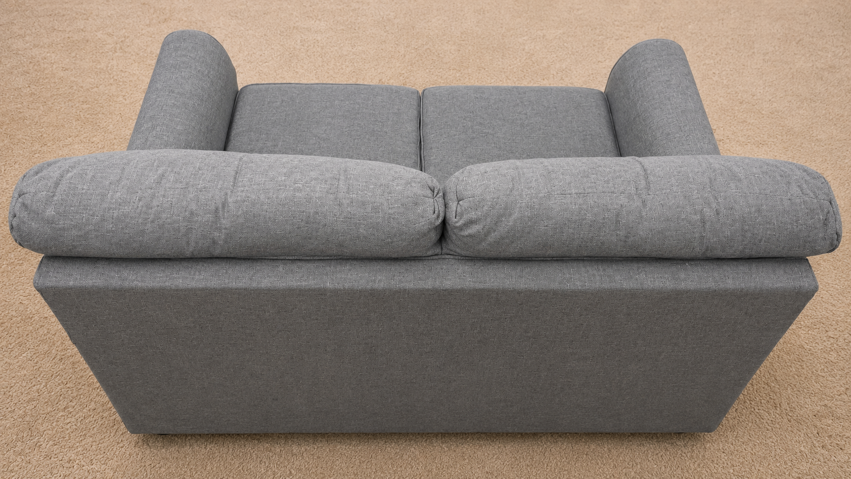 Grey Fabric Loveseat Sofa + Bonus Teal Velvet Protector Cover - photo 4