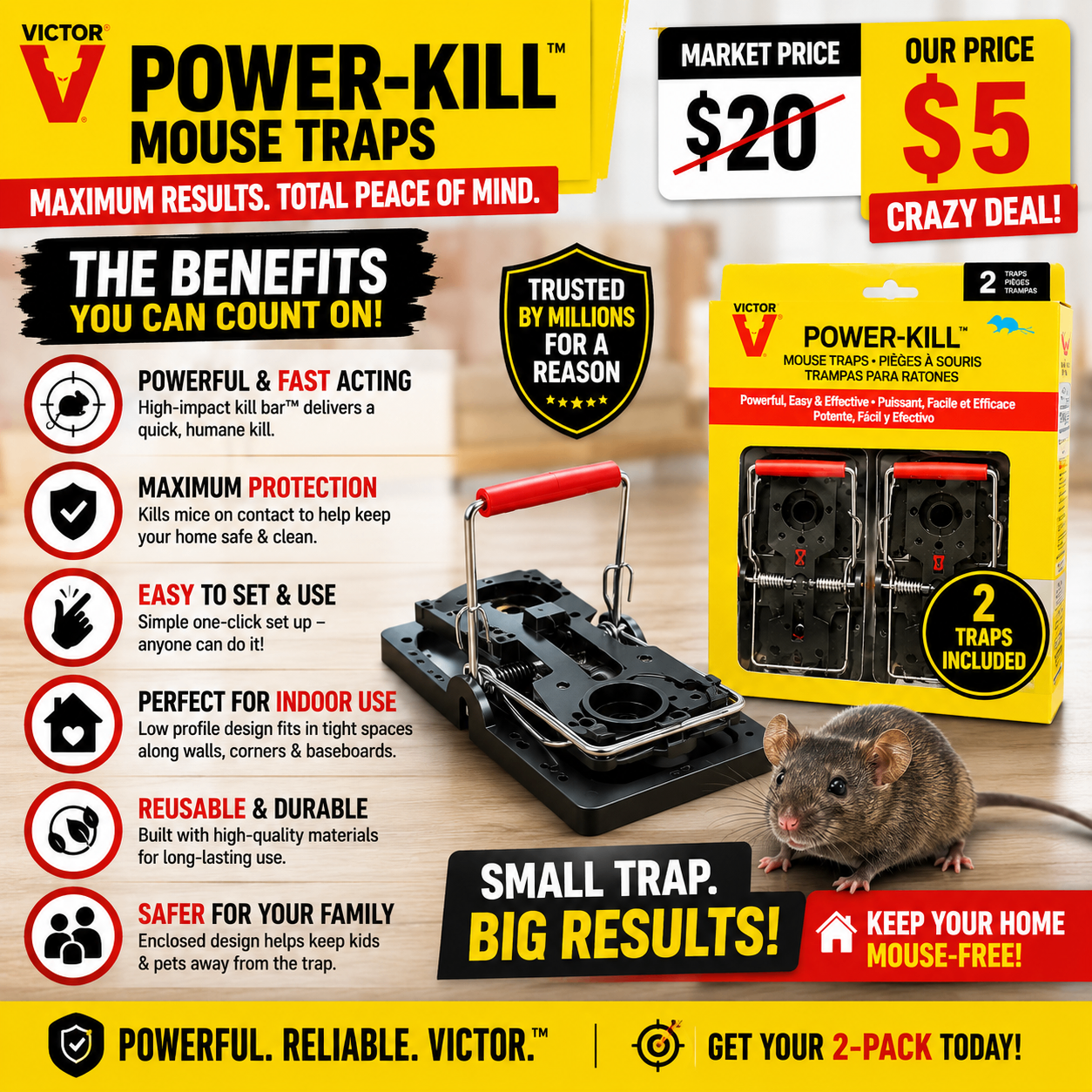 Victor Power-Kill Mouse Traps 2-Pack | Only $5 |