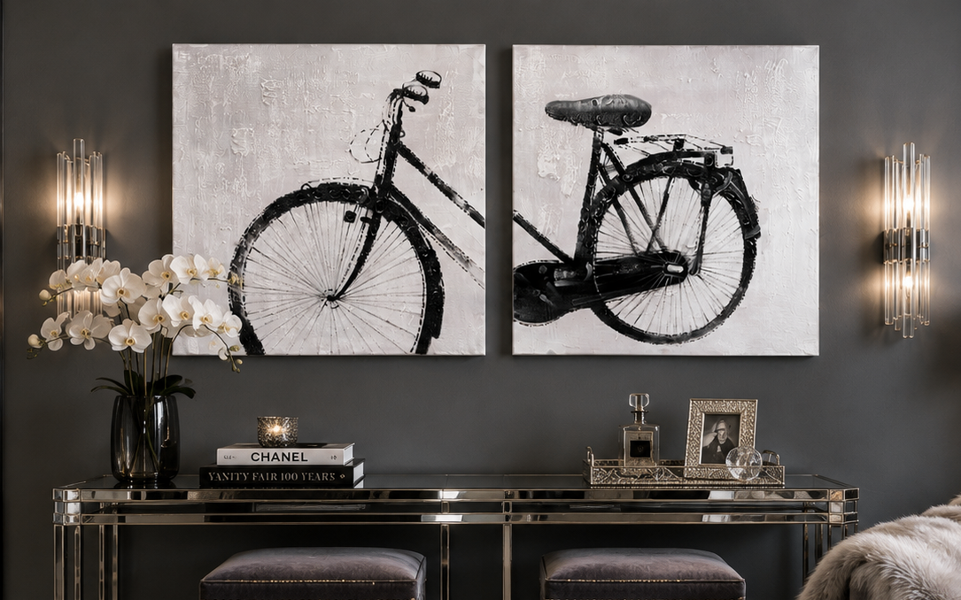 Textured Bicycle Diptych: Set of 2 Canvases (100cm x 100cm each) - photo 5