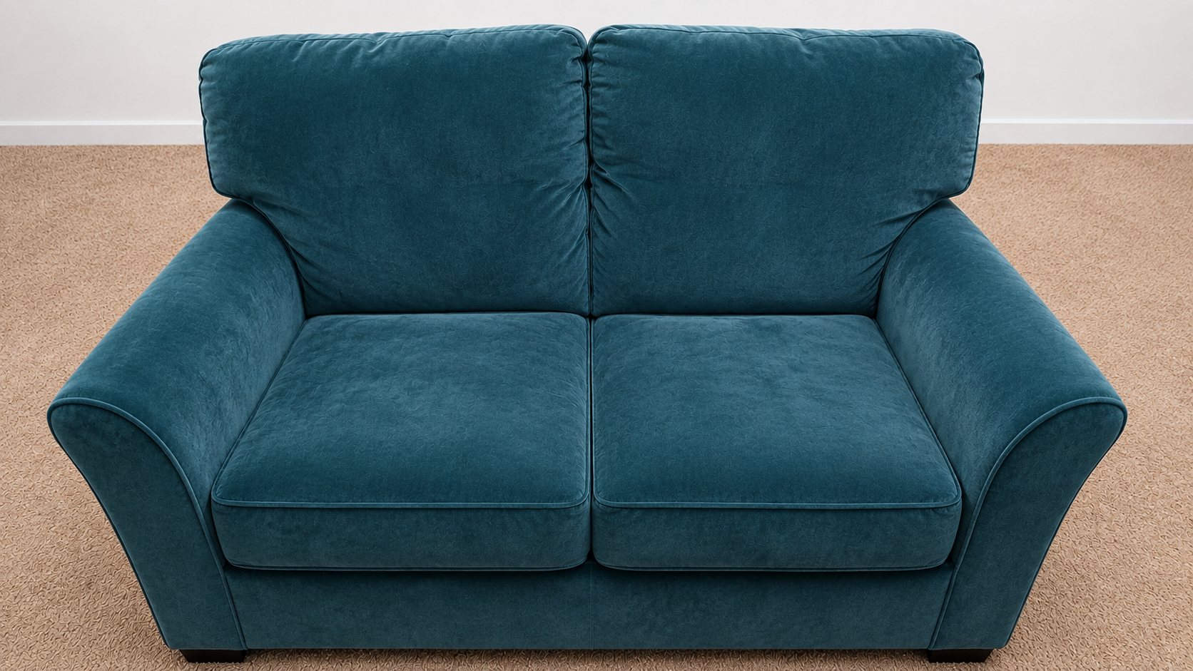 Grey Fabric Loveseat Sofa + Bonus Teal Velvet Protector Cover