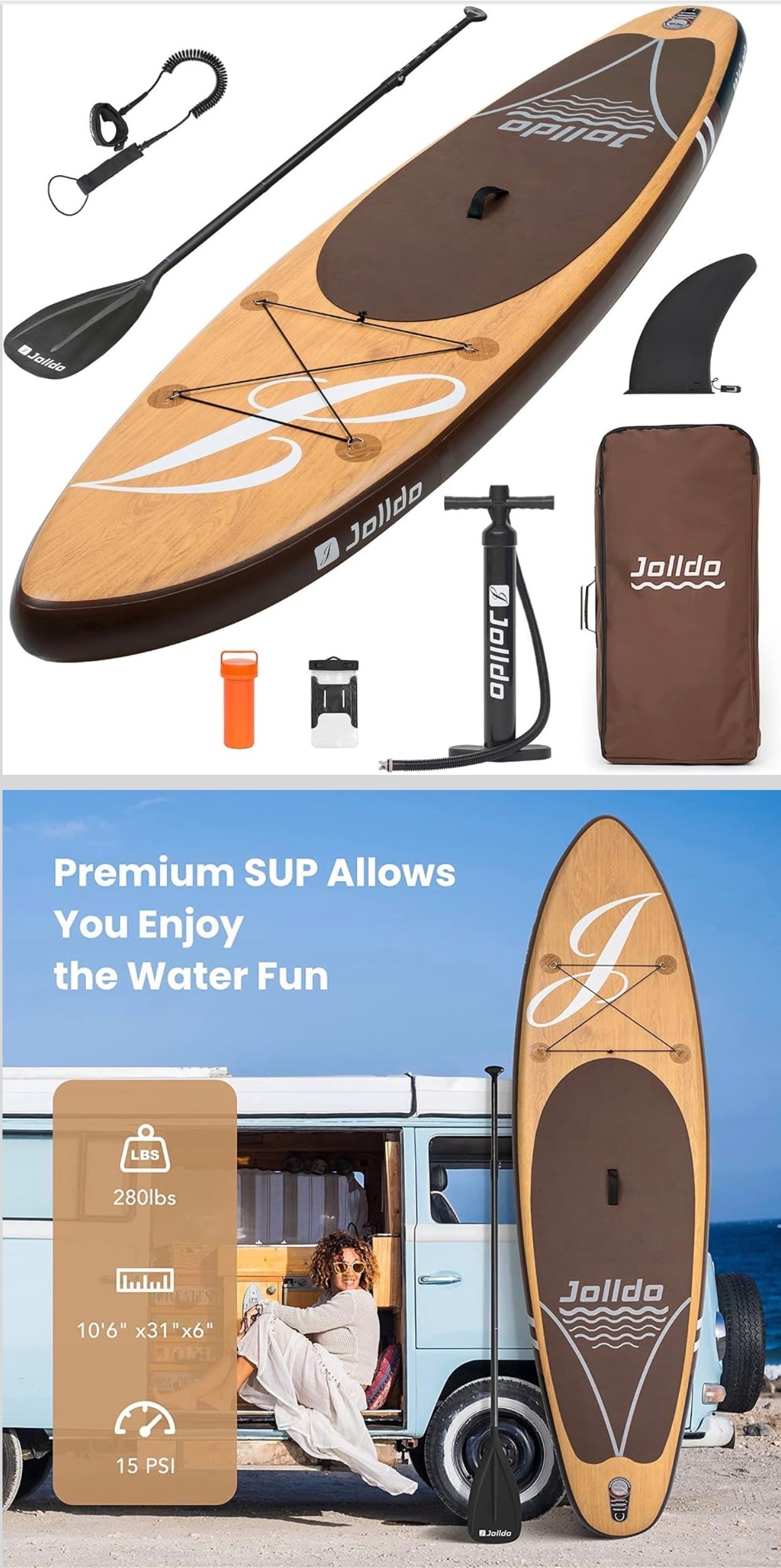 SUP Inflatable Stand Up Paddle Board 10’6”×31"×6" w/ Carrying ba