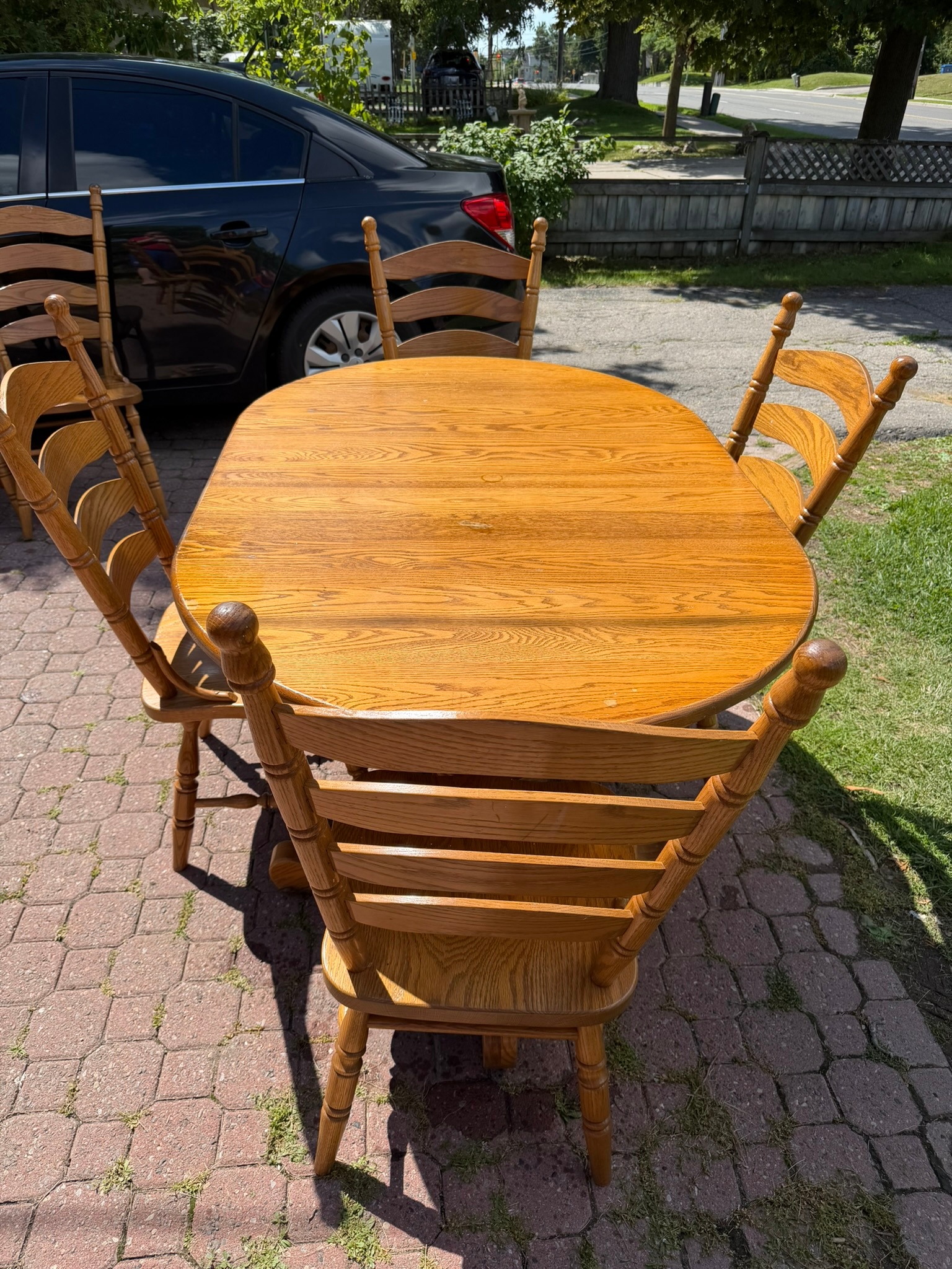 Solid Oak Dining Table and Chairs - photo 2