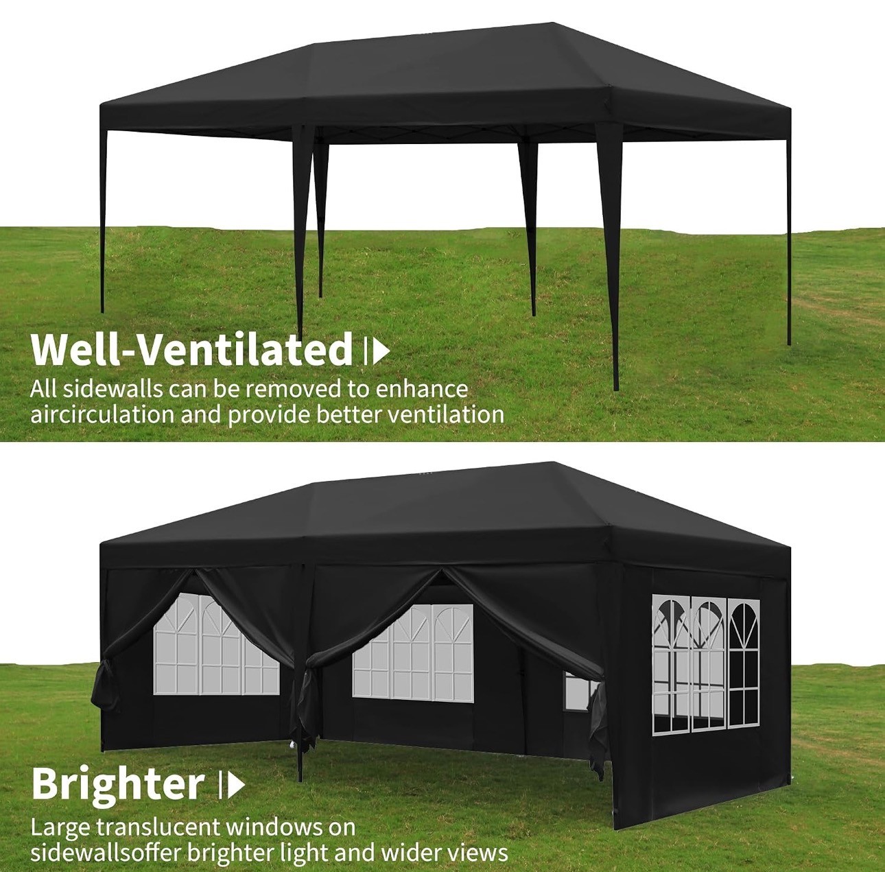 Canopy Tent 10X20' Heavy Duty Waterproof 6 Removable Sidewalls