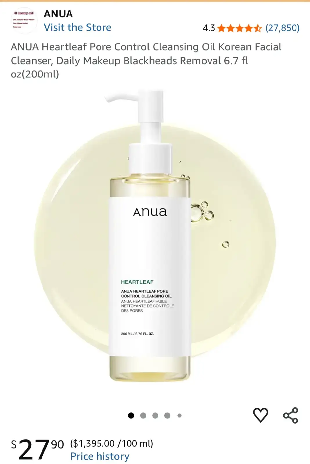Anua Heartleaf Pore Control Cleansing Oil 200ml