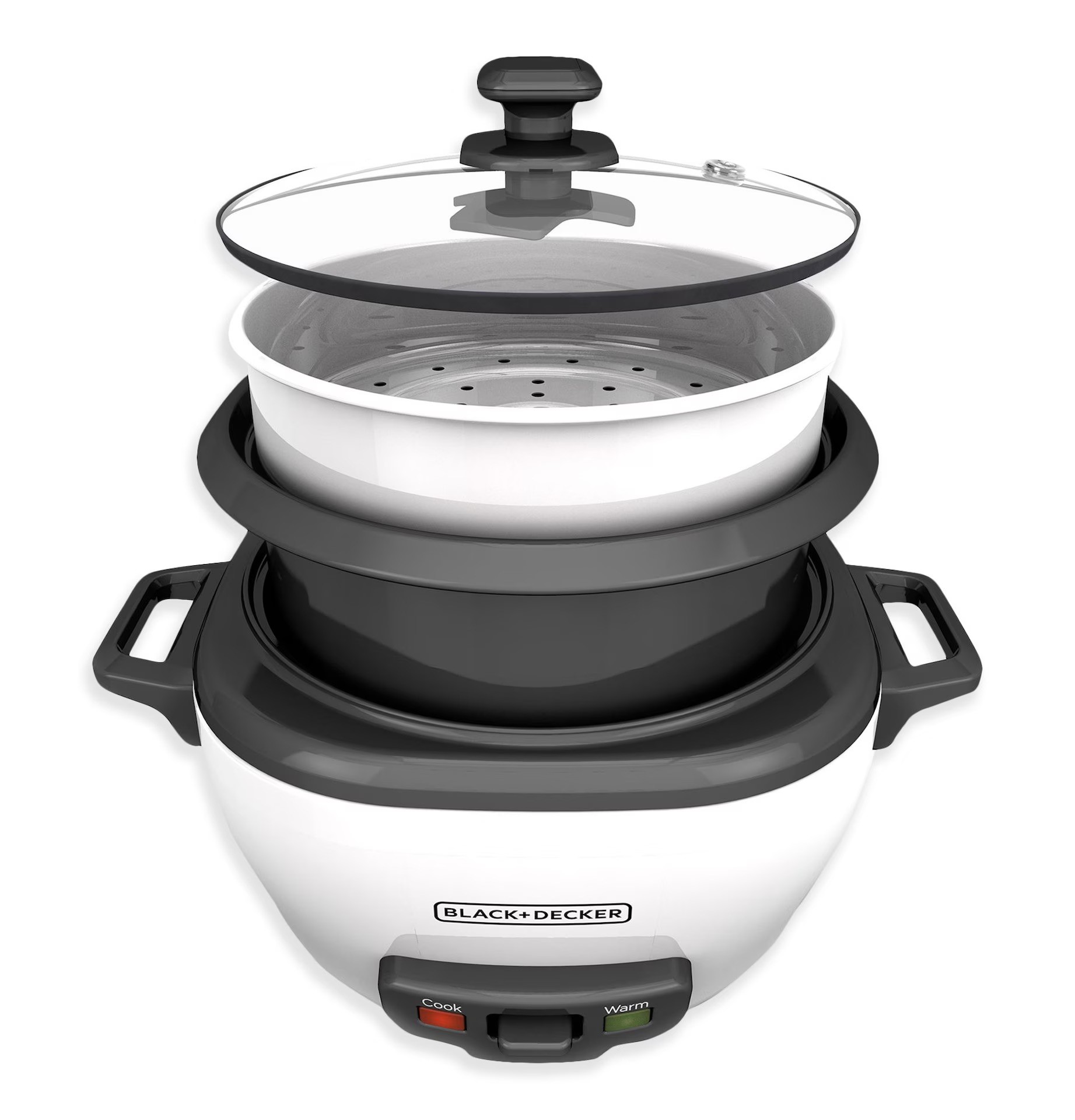 Black & Decker Non-Stick Rice Cooker & Steamer White, 6 Cups