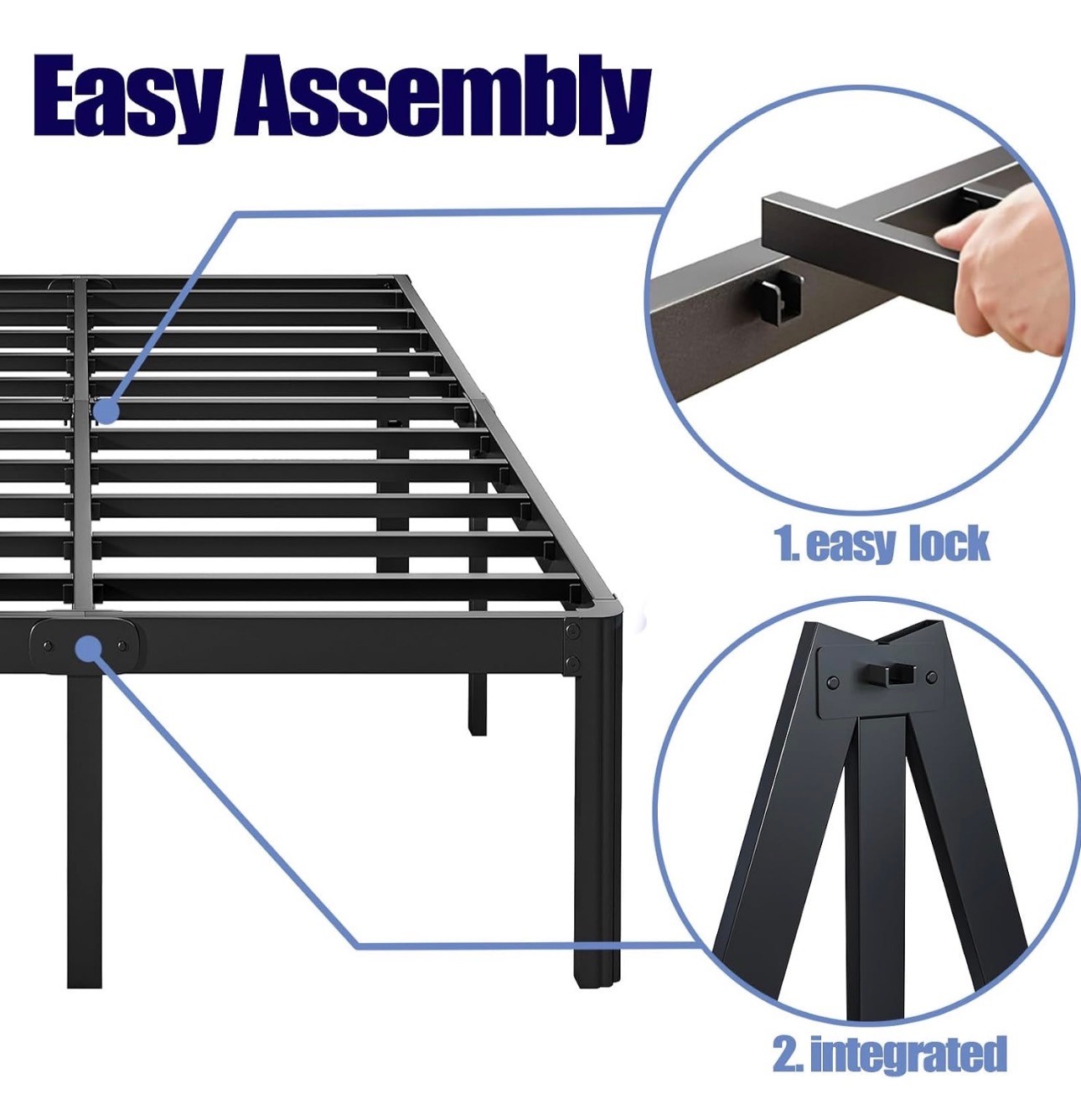 Queen Bed Frame 16" Heavy Duty Metal Bed Frame Easy Asssembly - photo 4