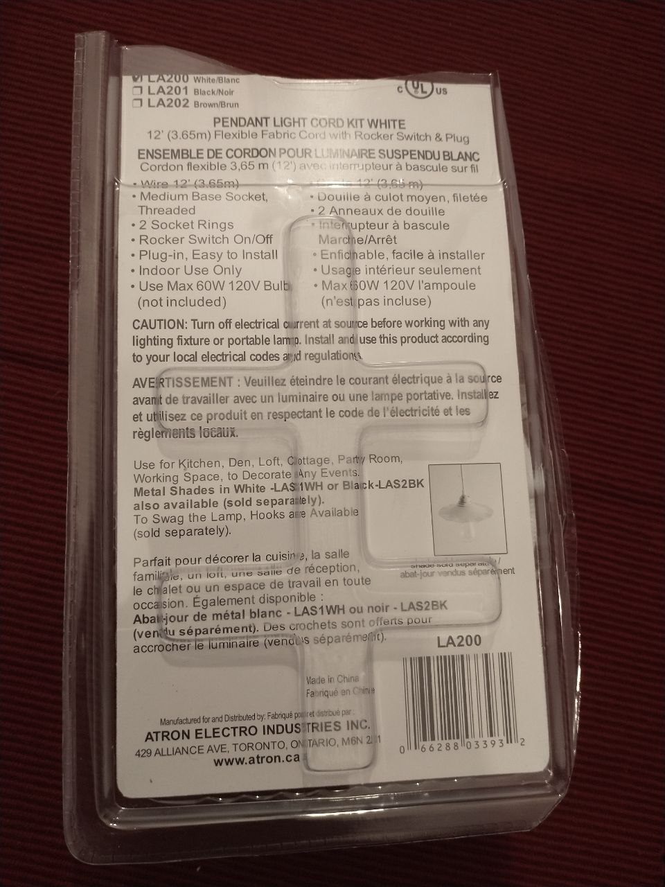 Pendant light cord - 12ft - unused - photo 2
