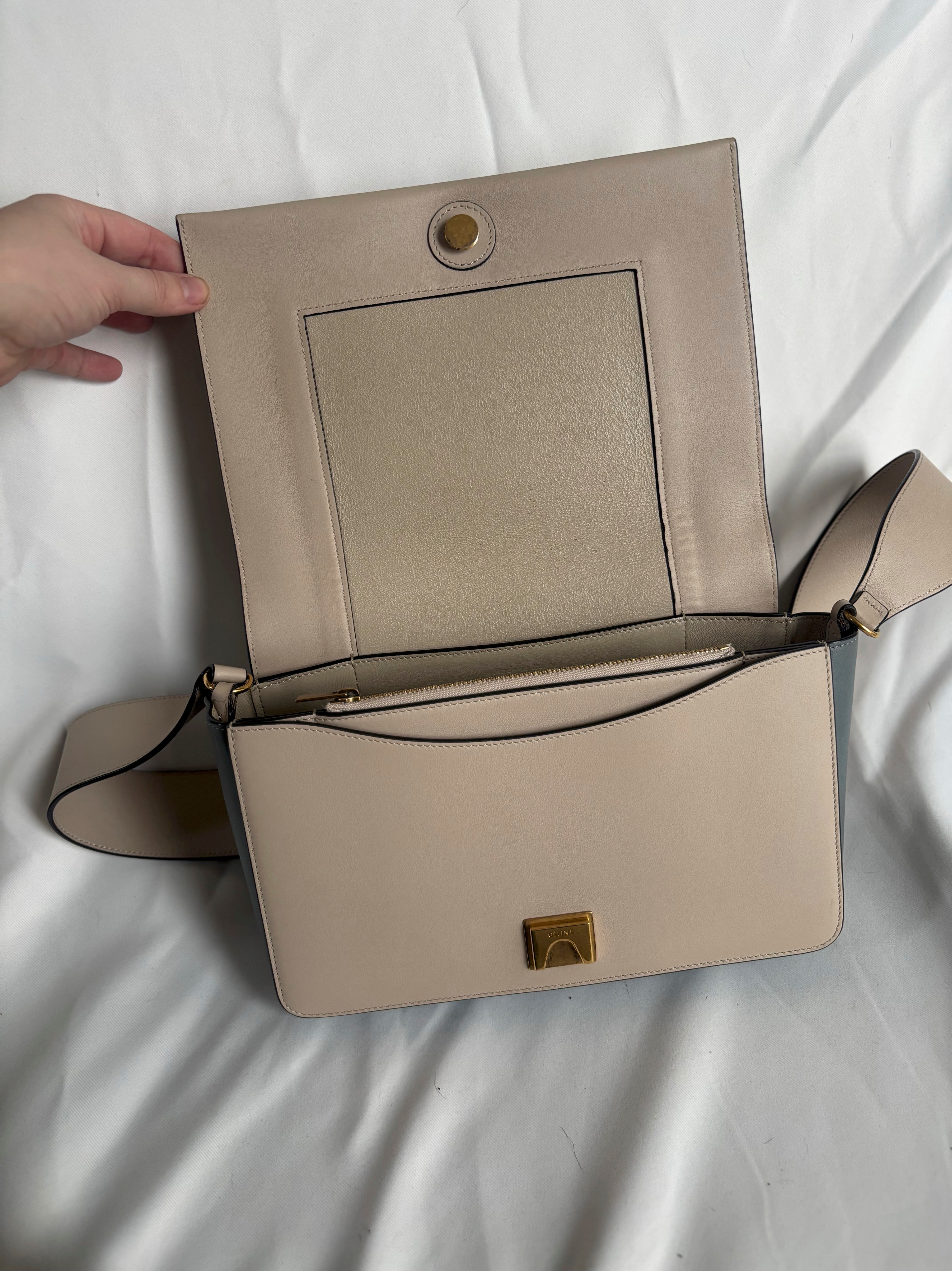 authentic Celine Frame Shoulder Bag, Cream & Blue - photo 3