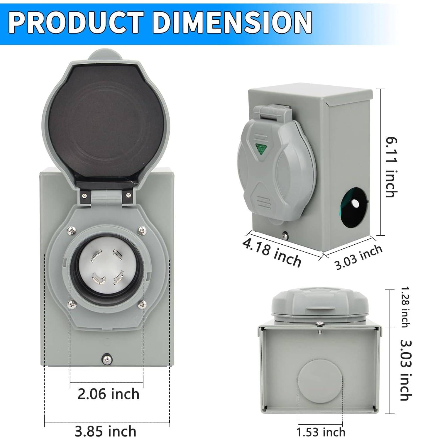 30 Amp Generator Power Inlet Box L14-30P 7500W - photo 3