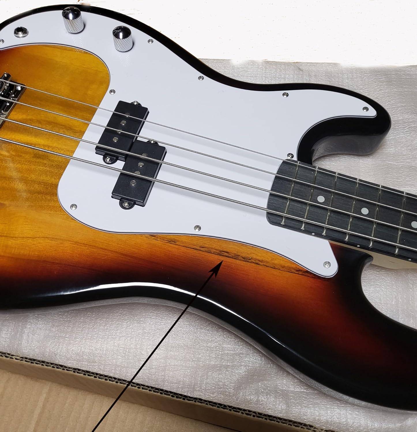 Left-Handed Precision Style Bass Guitar – Brand New Sunburst - photo 4