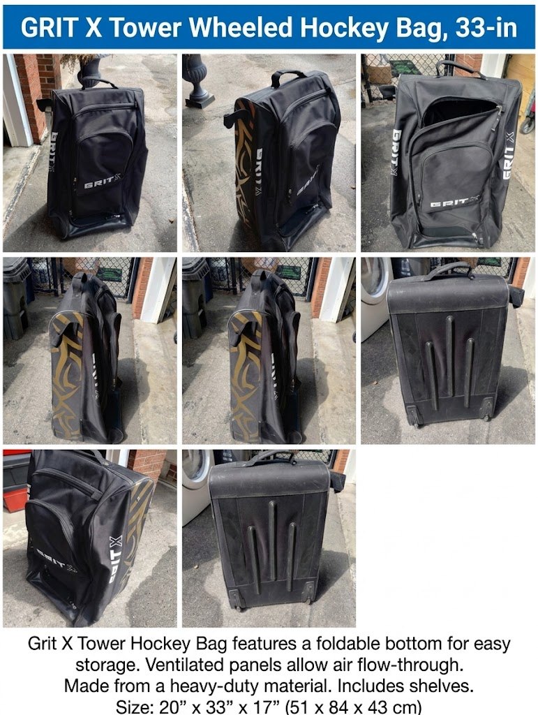 GRIT X Tower Wheeled Hockey Bag, 33-in
