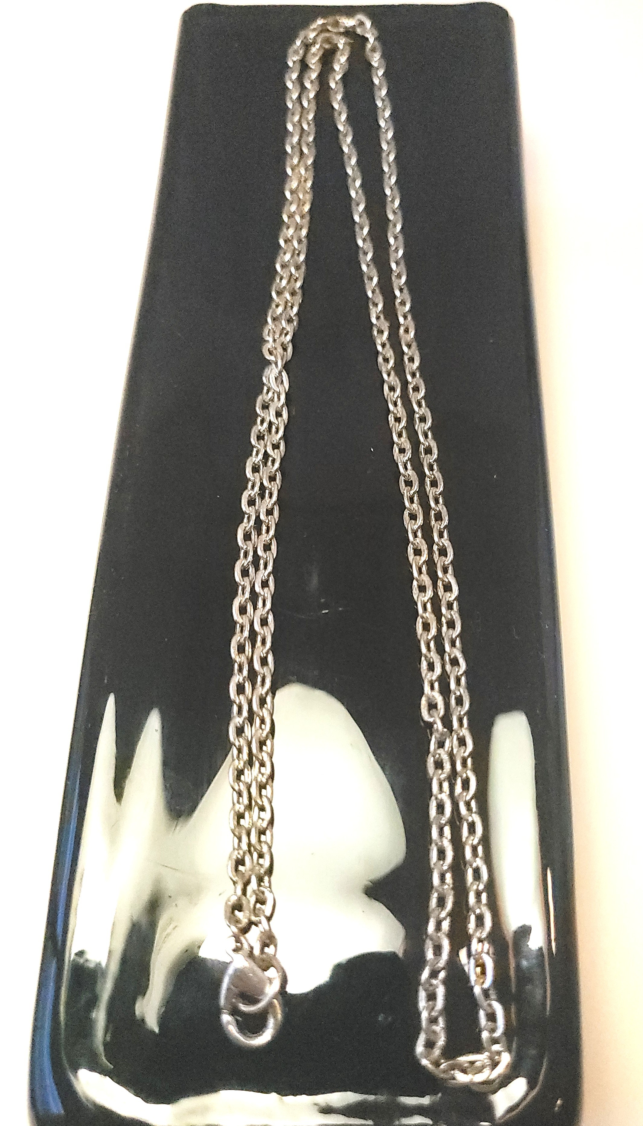 Long Silver Tone Cable Chain Necklace 29.5" | 5mm Flat Link Unis - photo 4
