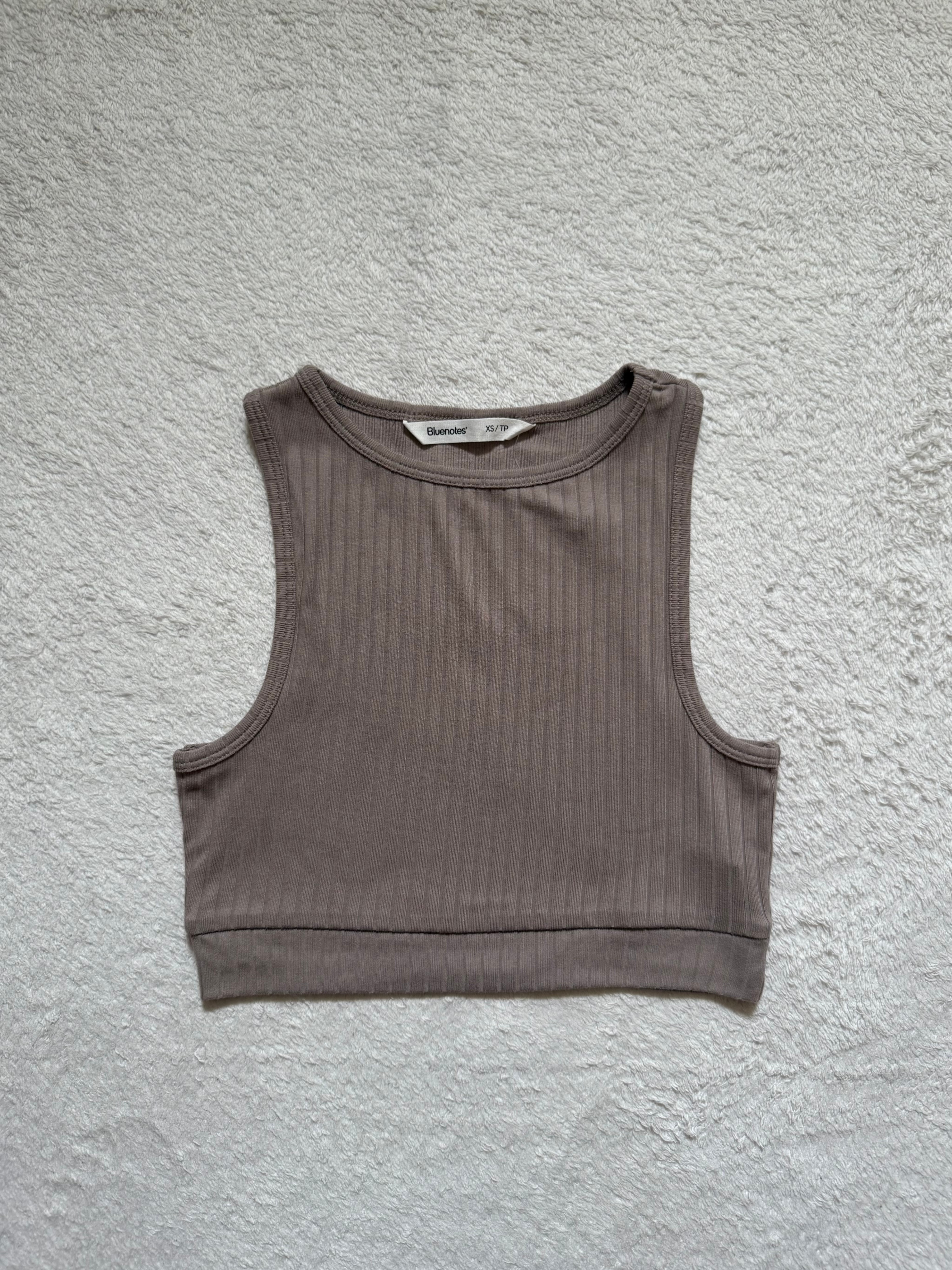 Bluenotes Ribbed Crop Tank Top - Brown