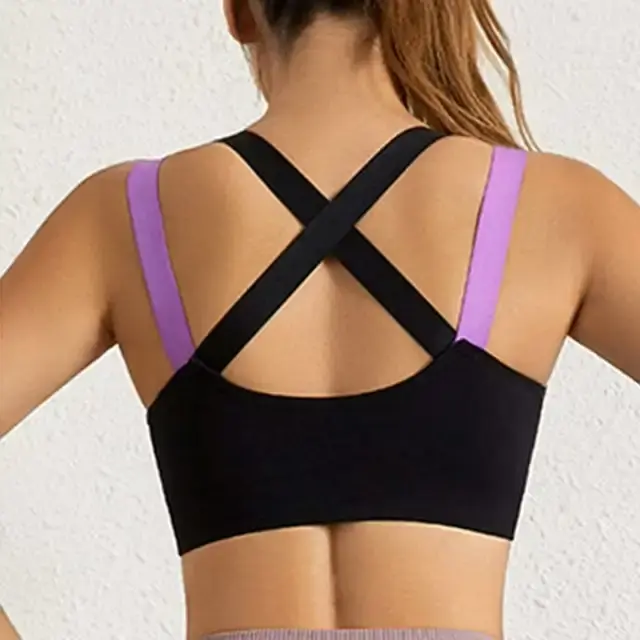 Black Sports Bra with Purple Straps Size Large - photo 2