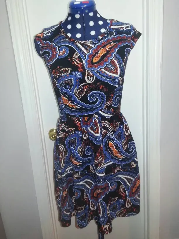Gorgeous "Enough About Me" Blue- Back - Orangey- Toned Dress ...