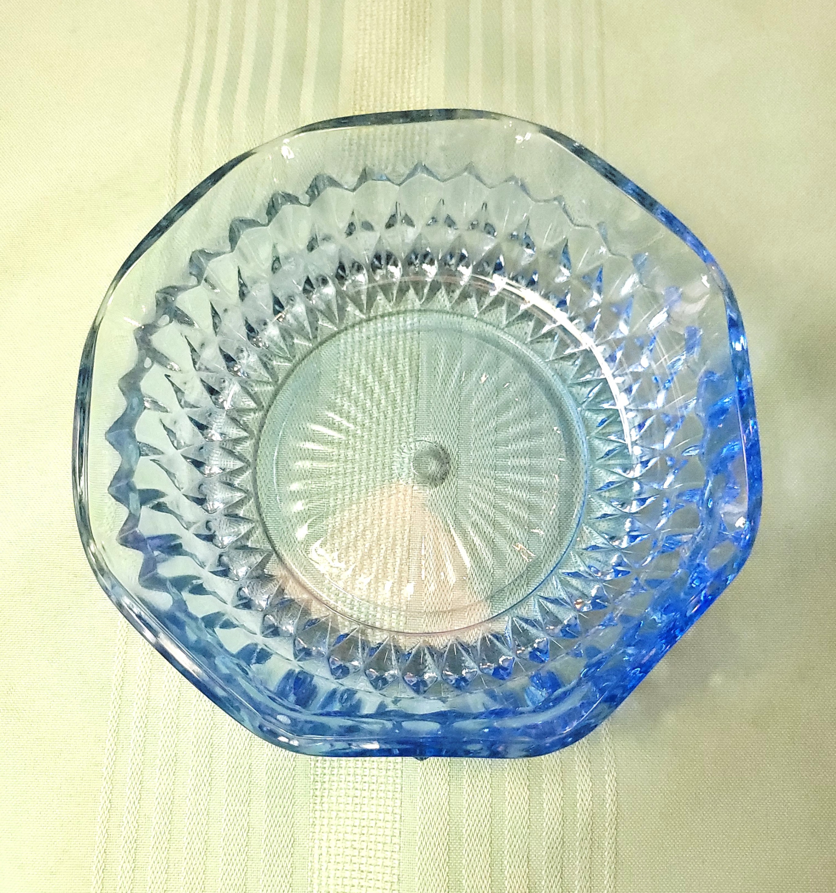 1960s Light Blue Diamond Glass Sugar Bowl and Creamer Set - photo 4