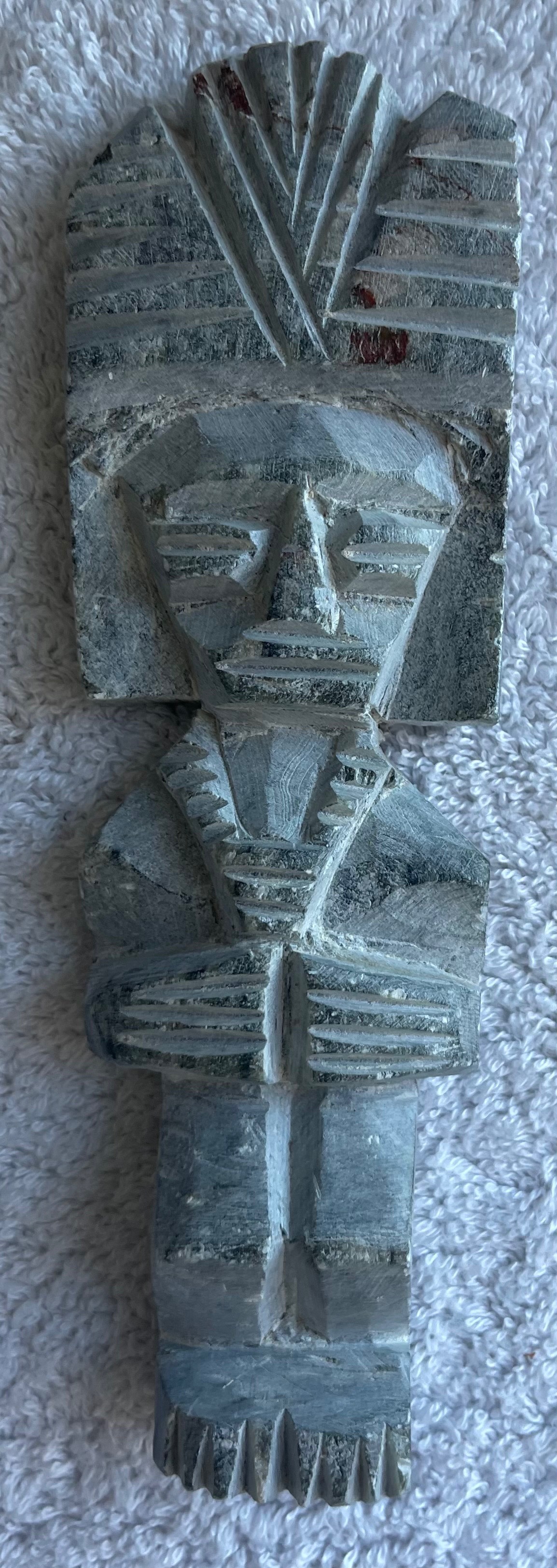 Vintage Hand-Carved Stone Aztec Idol Figurine 7"