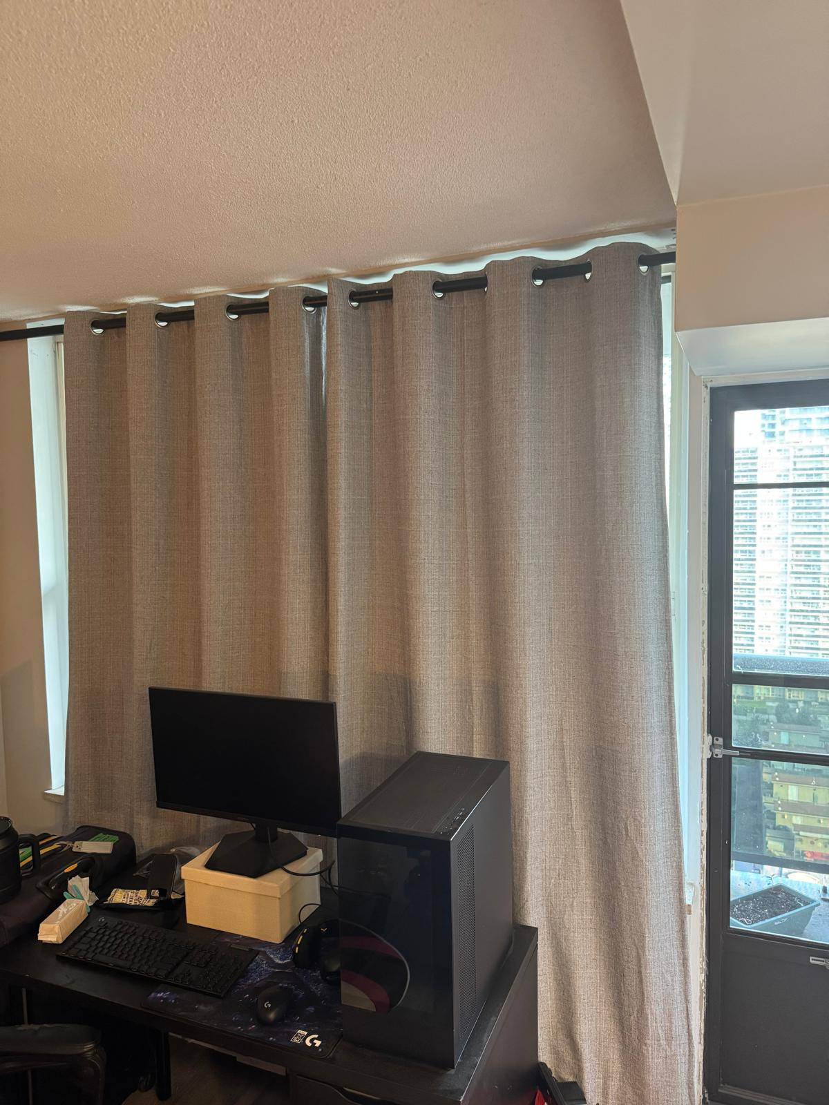 Large Room Divider Tension Rod + Curtain – No Drilling – $50