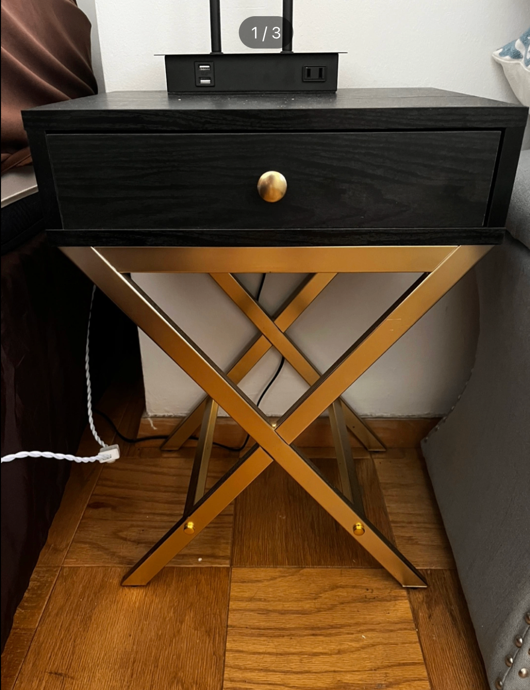 Black & Gold Accent Table Nightstand And Desk - photo 2