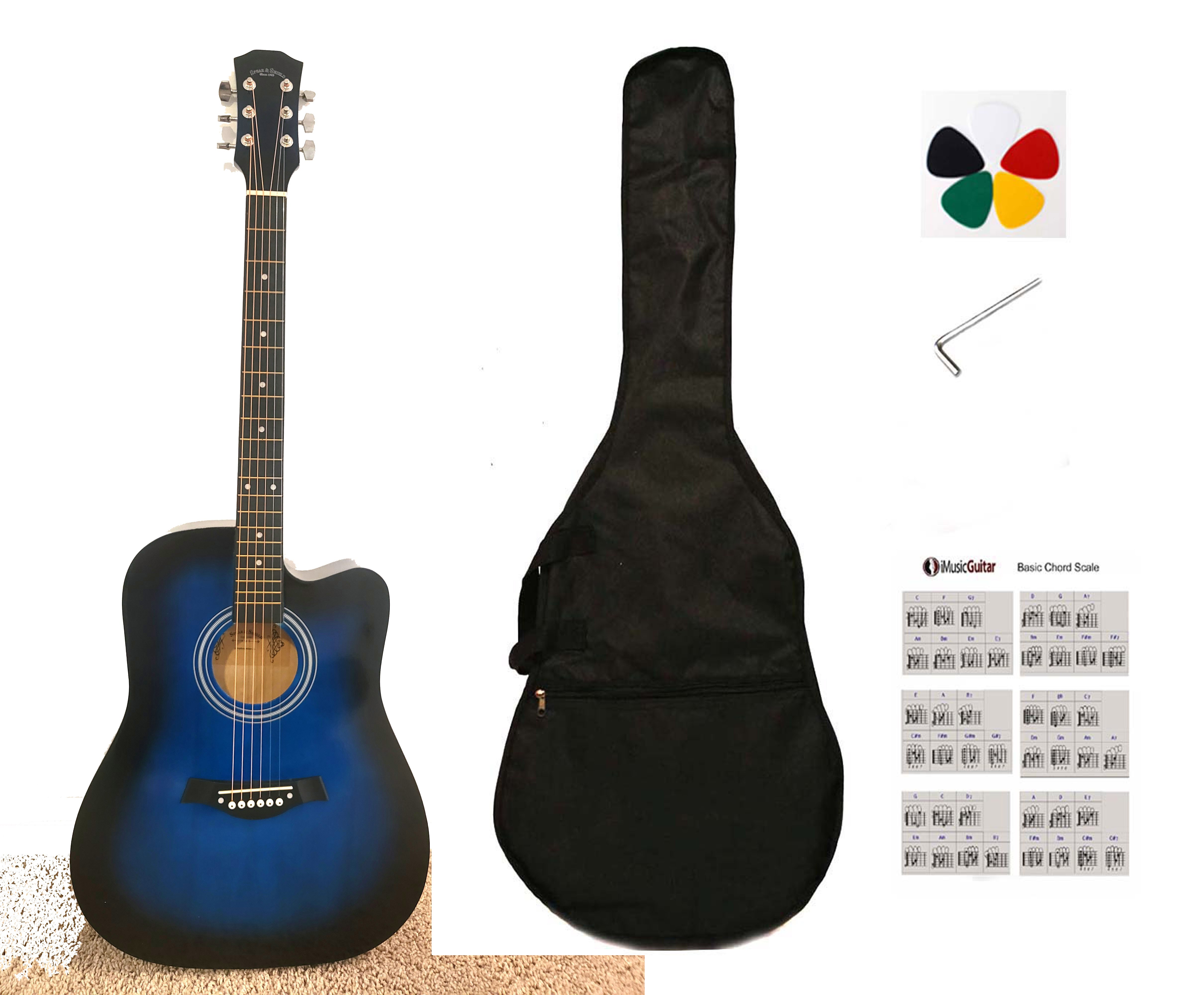 Brand New Acoustic guitar for beginners full size adults Blue