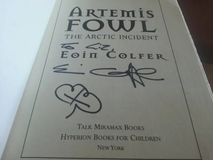 Autographed Hardcover Of "Artemis Fowl: The Arctic Incident"