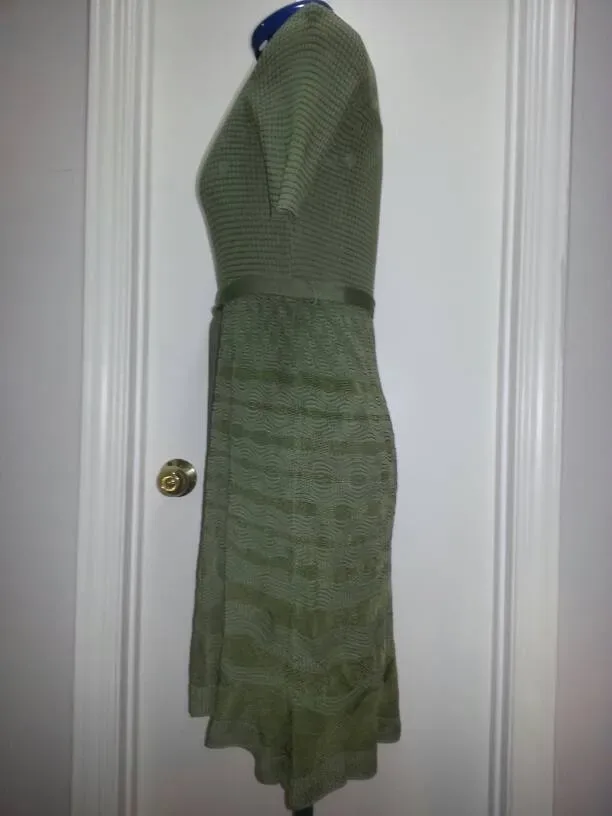 Fancy Green Dress With Waist Tie And Slip (Fits Like Small) - photo 2