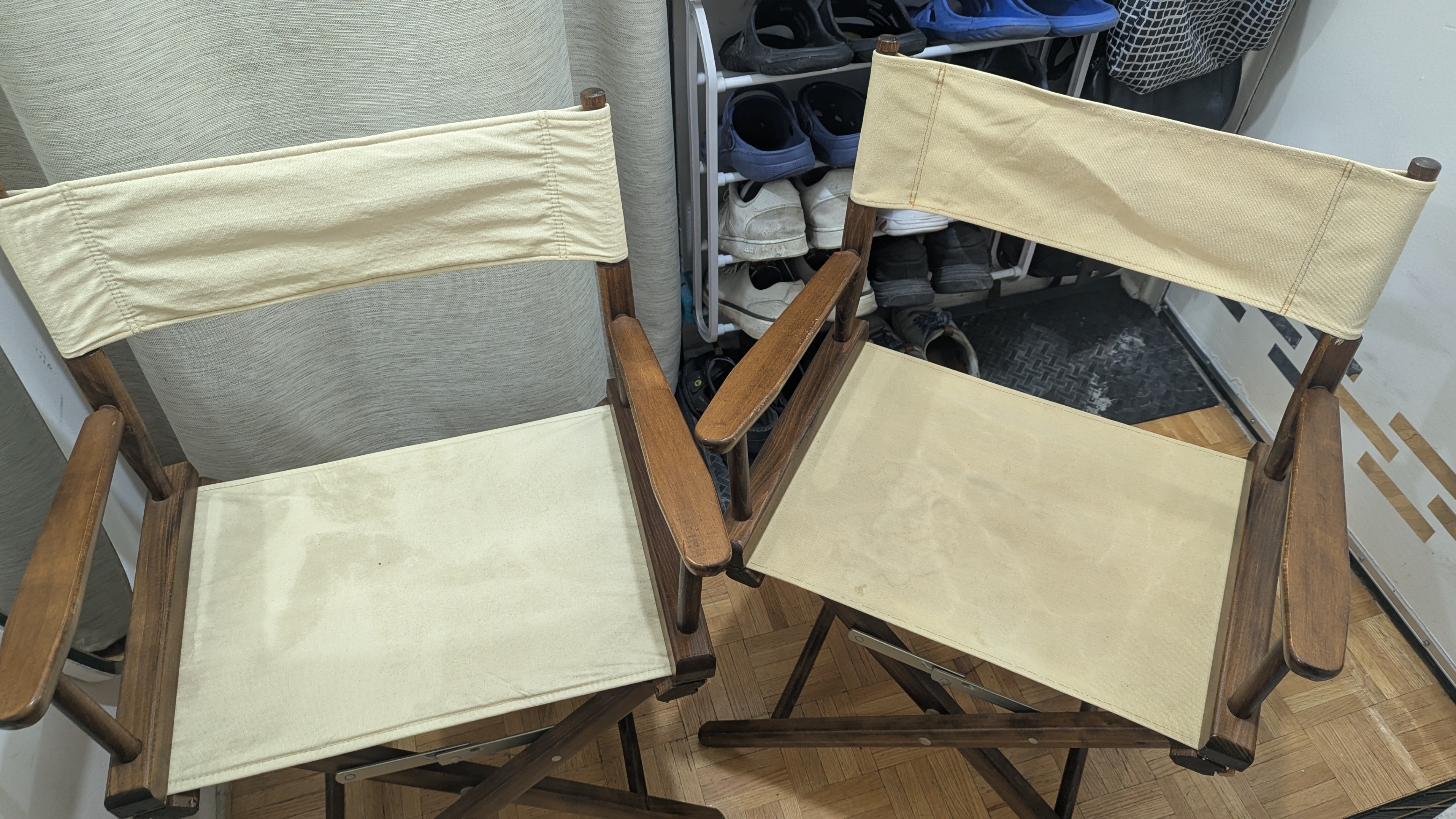 18" Director Chair Stool Folding Oak Frame/Tan Canvas - photo 2
