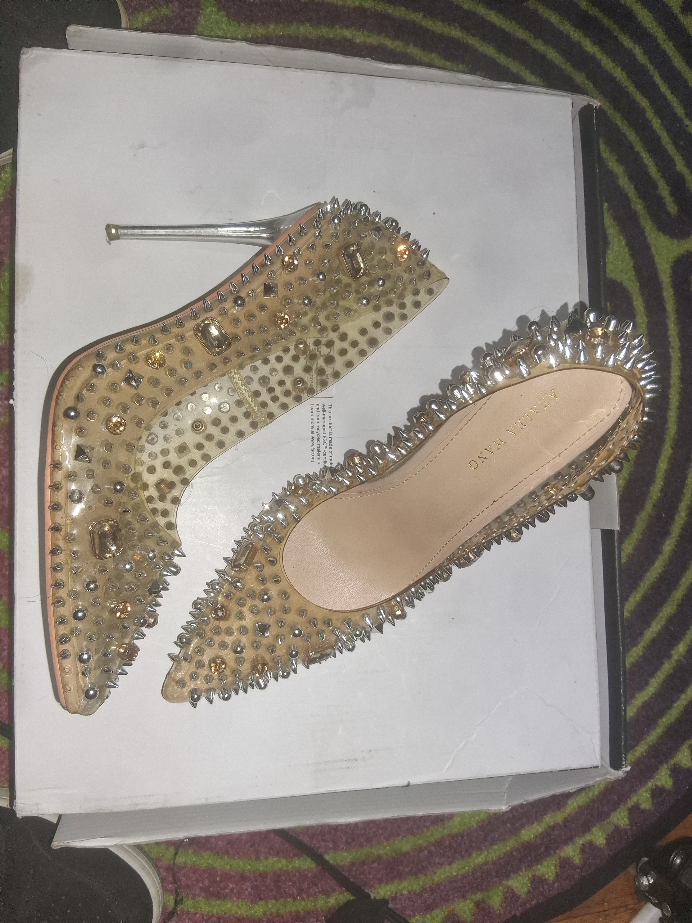 Clear Spike Embellished Heels
