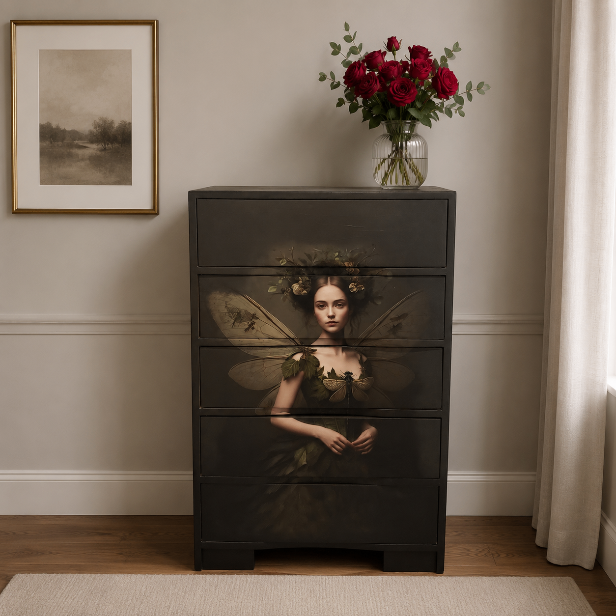 5 drawer wood dresser