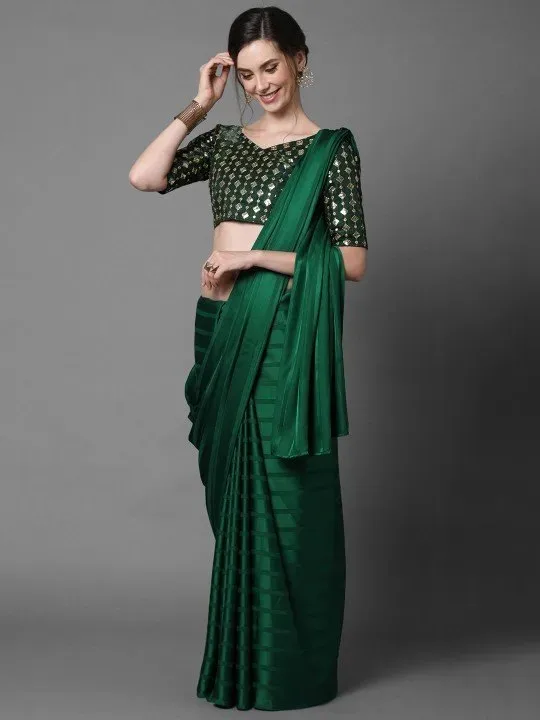Green Saree with Embellished Blouse