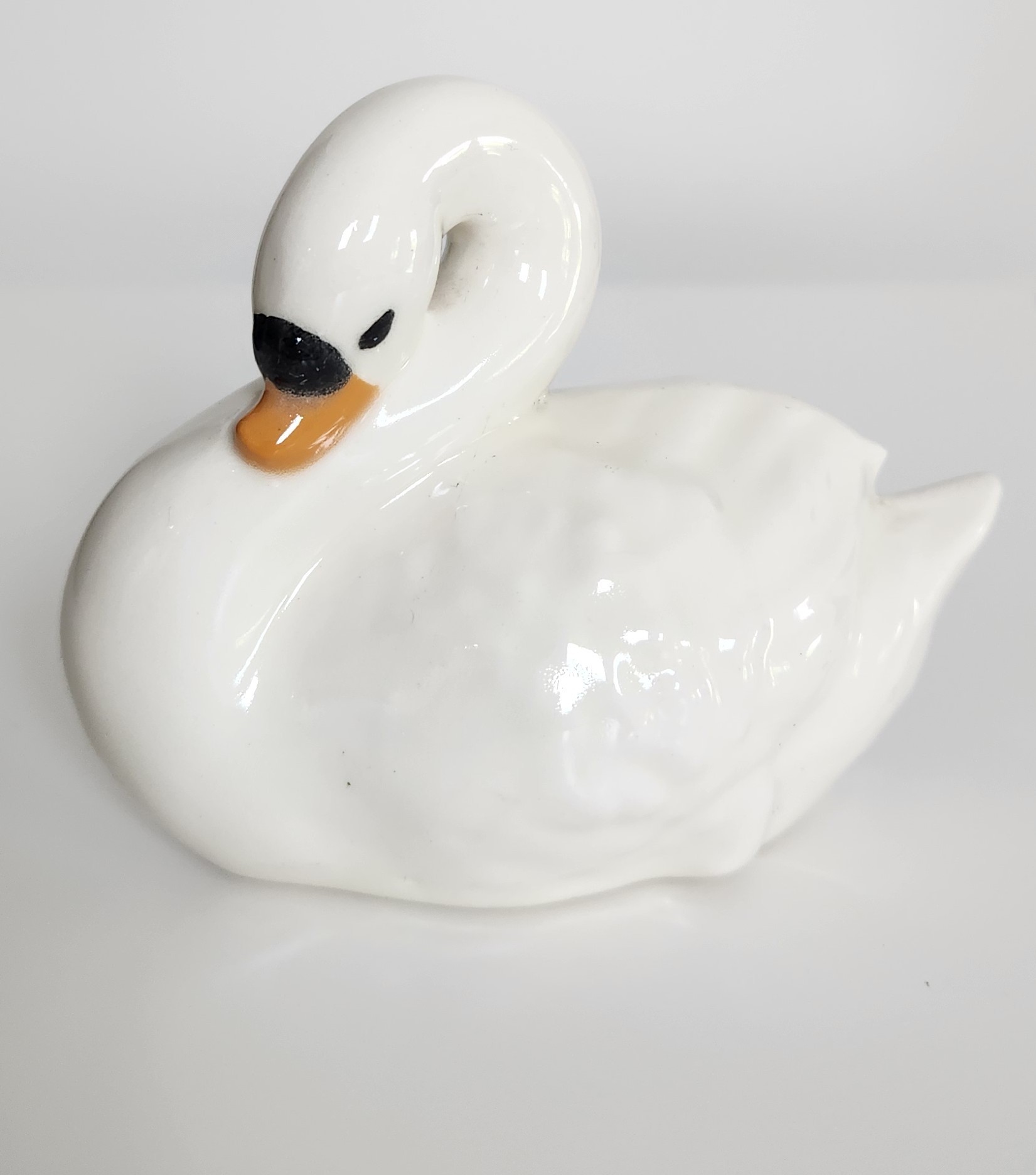 Vintage Ceramic Swan, Hand-Painted Details