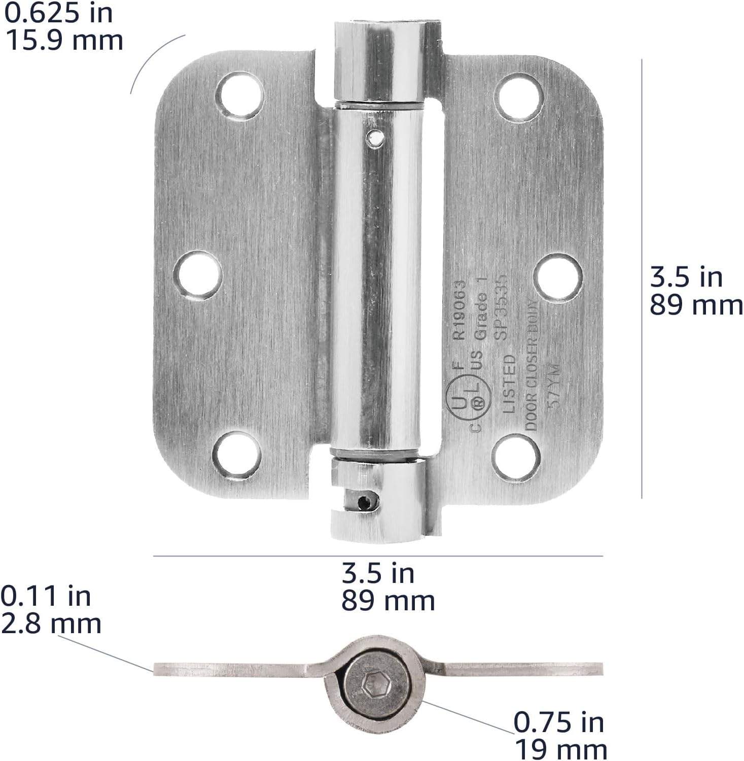 Amazon Basics Self-Closing Door Hinge 3.5" – Satin Nickel - photo 3