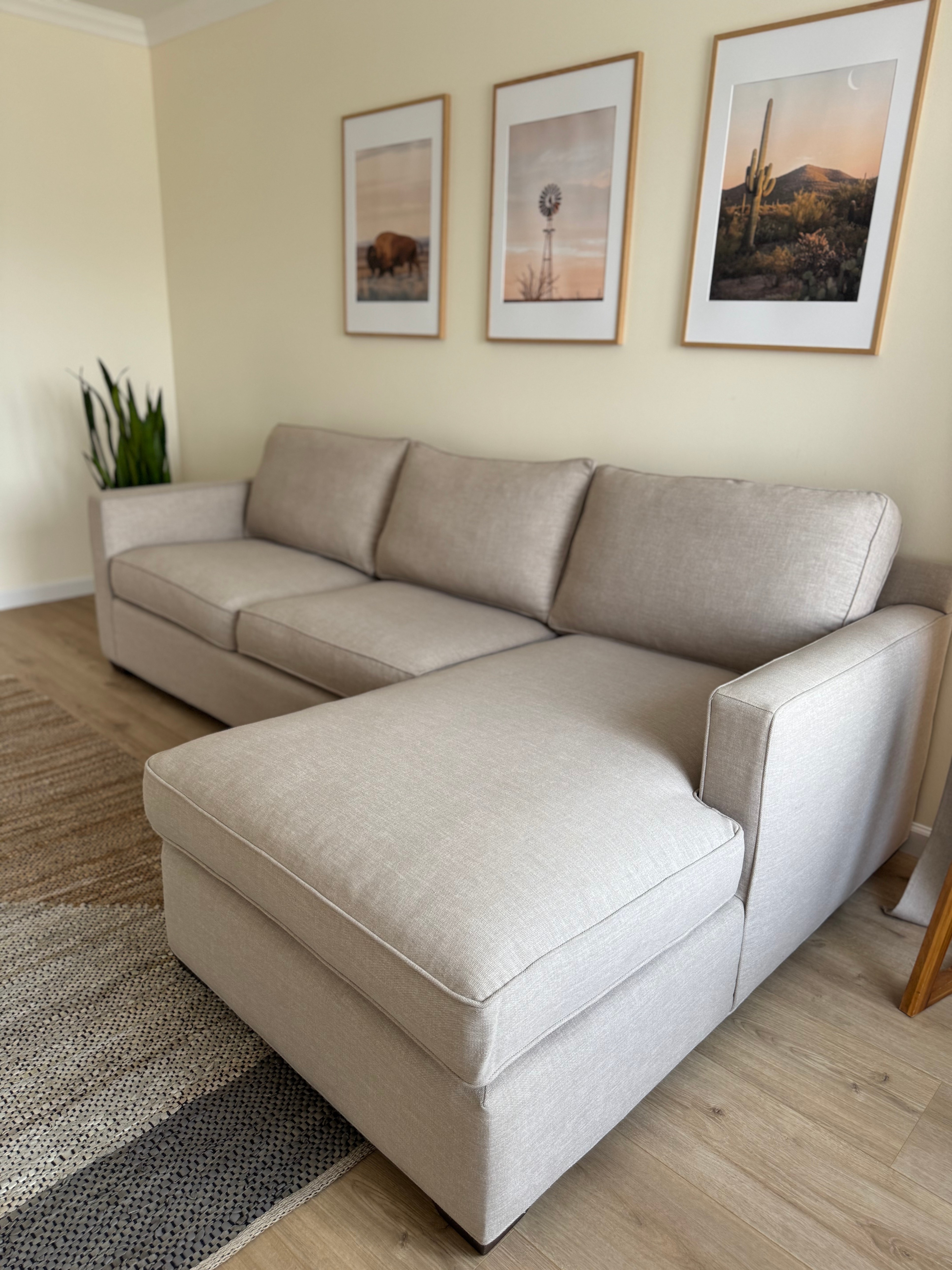 Crate & Barrel Beige Sectional Sofa w/ Chaise - photo 2