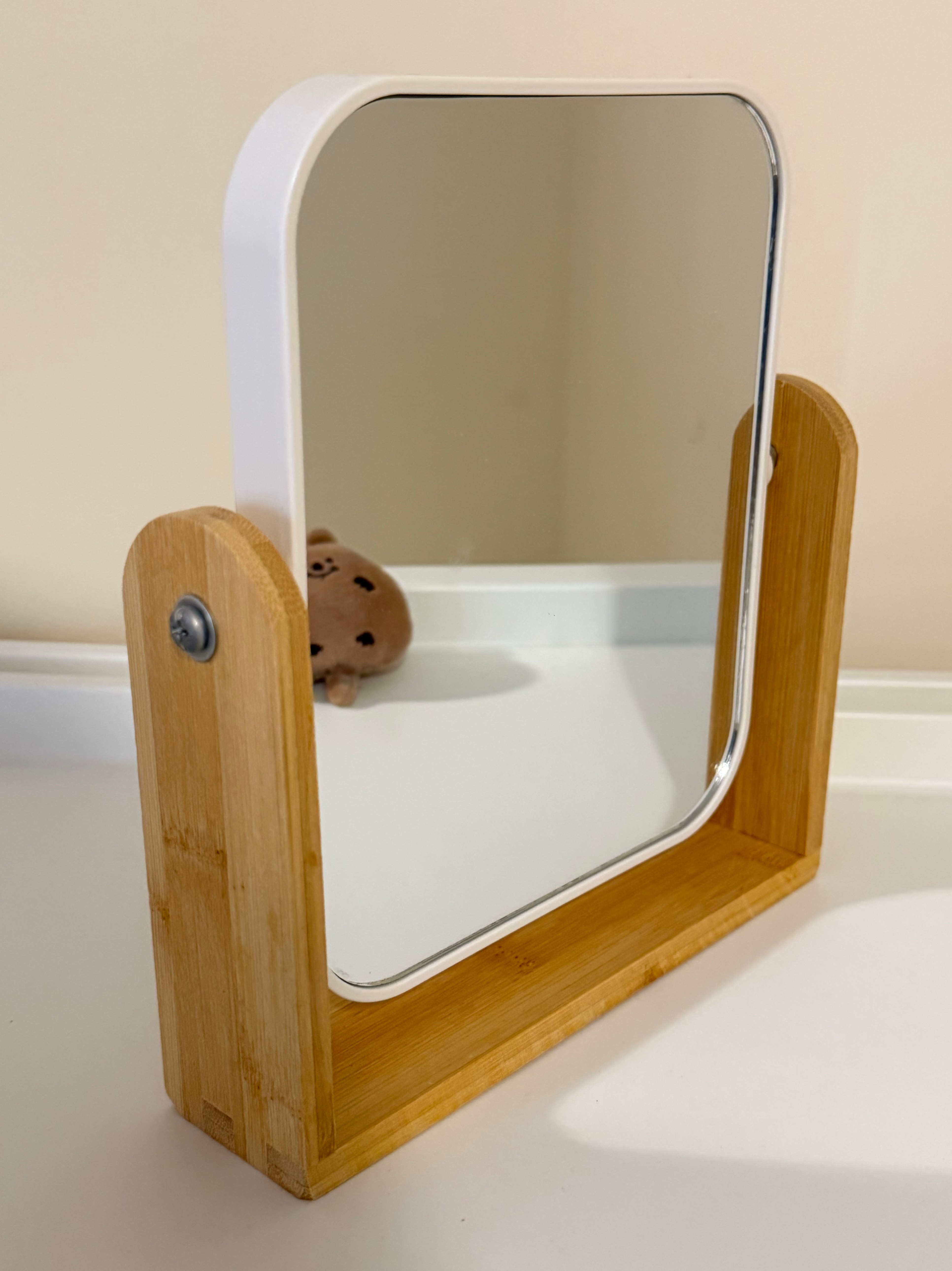 Double-Sided Vanity Mirror with Bamboo Stand - photo 4