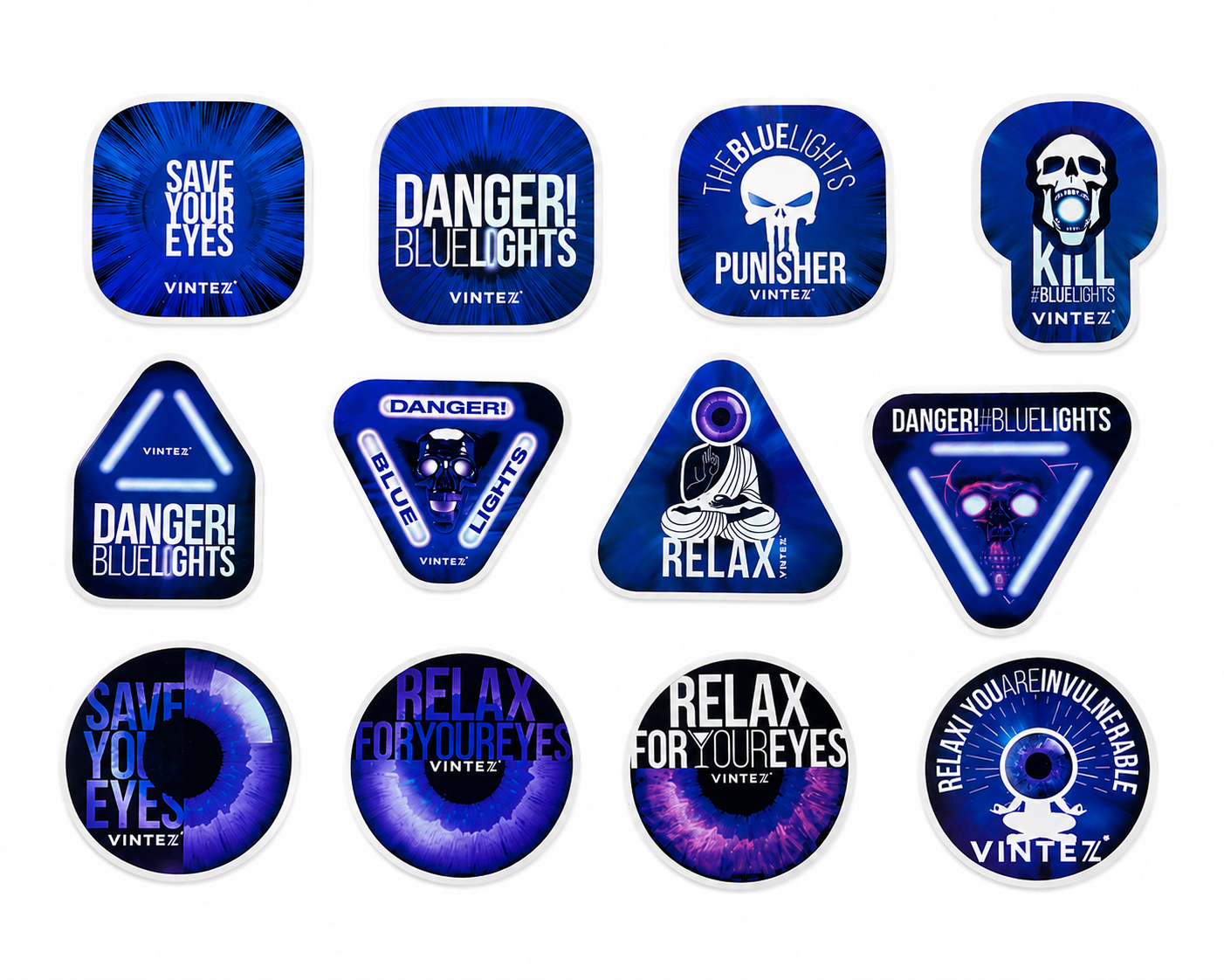Vintez Blue Light Warning Vinyl Sticker Pack | - photo 4